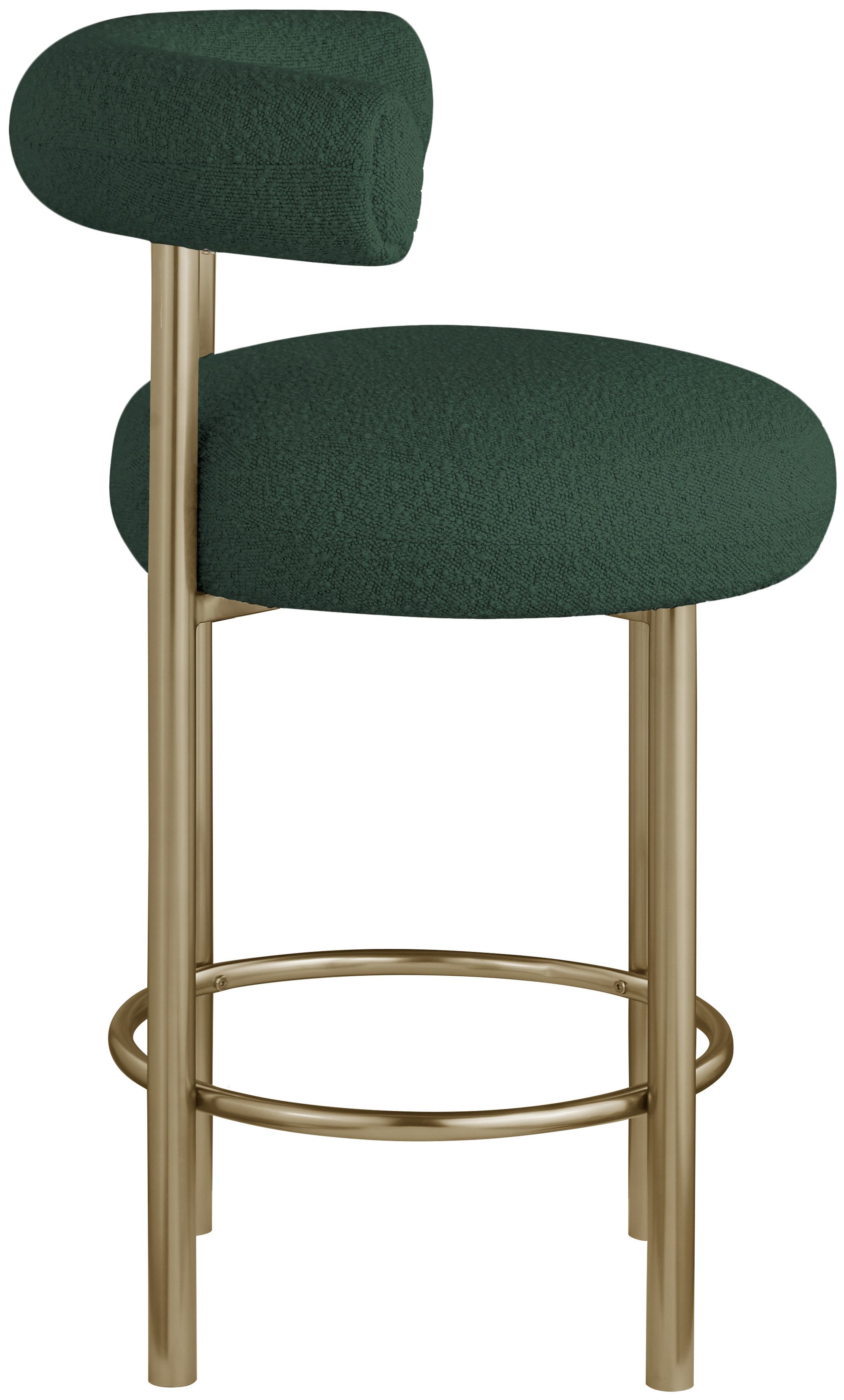 Bordeaux Boucle Fabric Stool with Brushed Brass Base