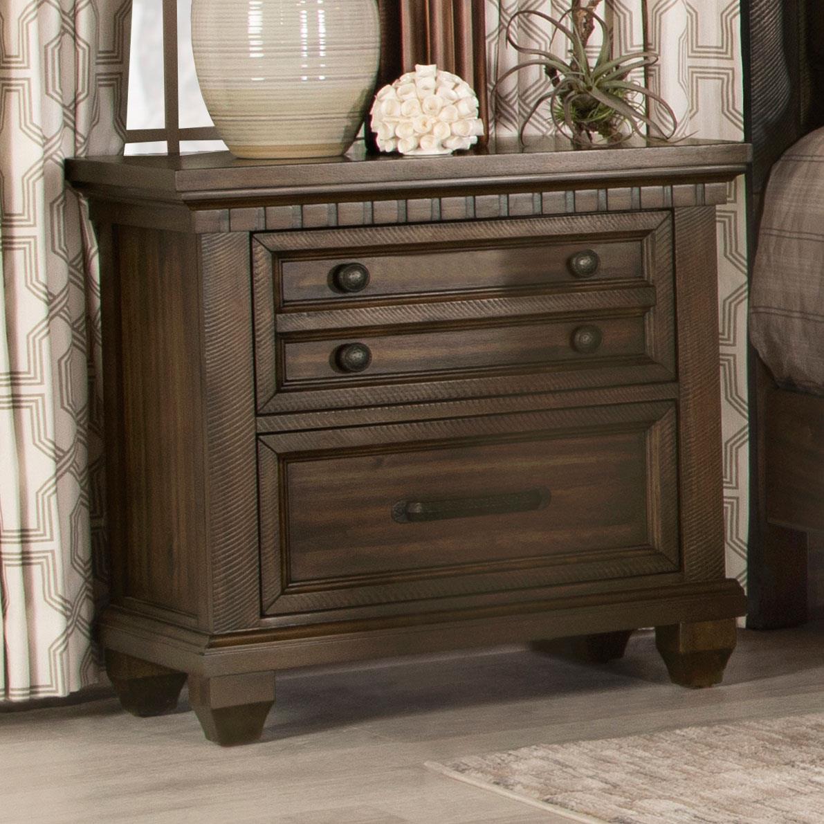 Bennington Wood Nightstand w/2 Drawers & Dual USB