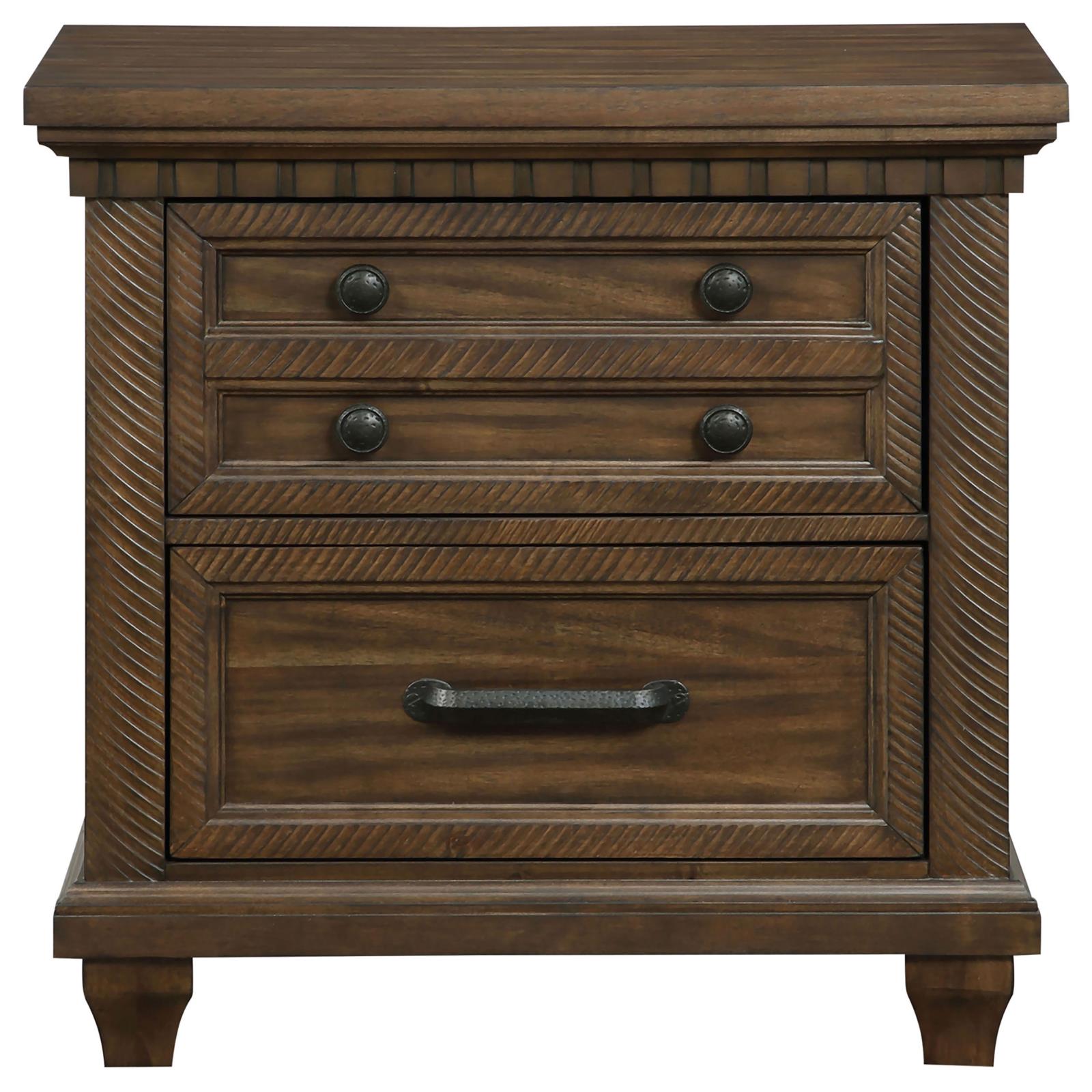 Bennington Wood Nightstand w/2 Drawers & Dual USB
