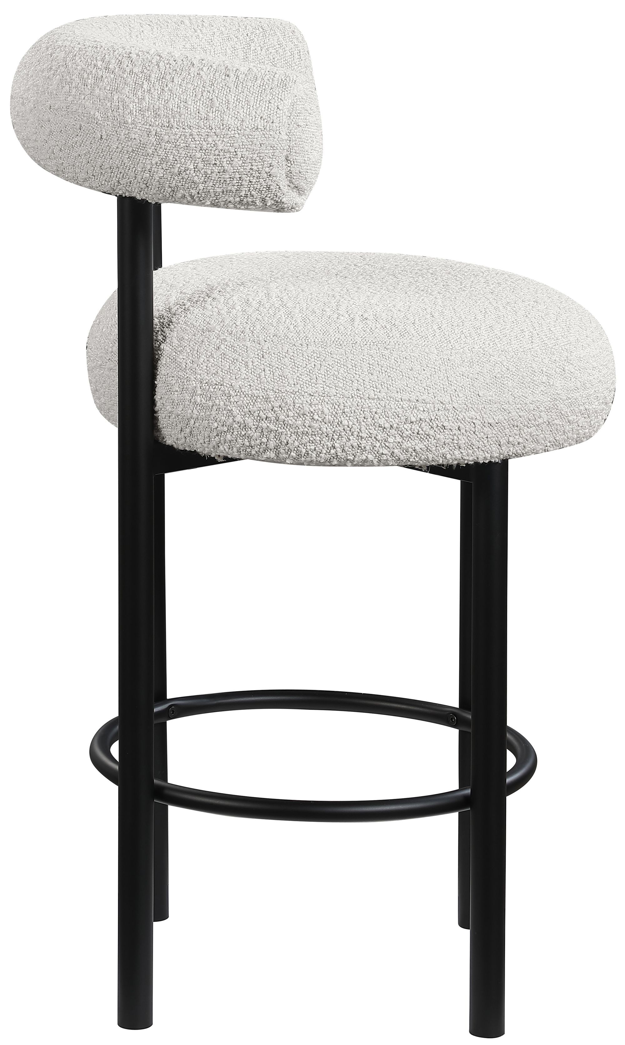 Bordeaux Boucle Fabric Stool with Matte Black Base