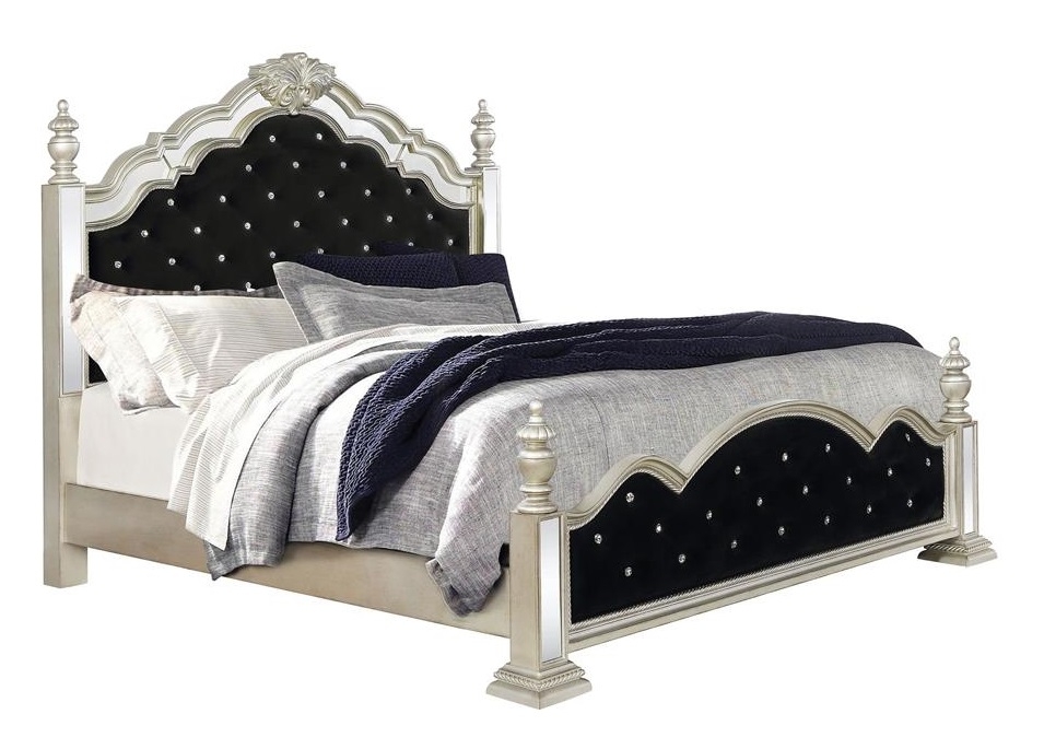Heidi Velvet/Wood Poster Bed
