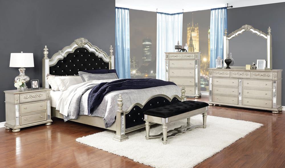 Heidi Velvet/Wood Poster Bed