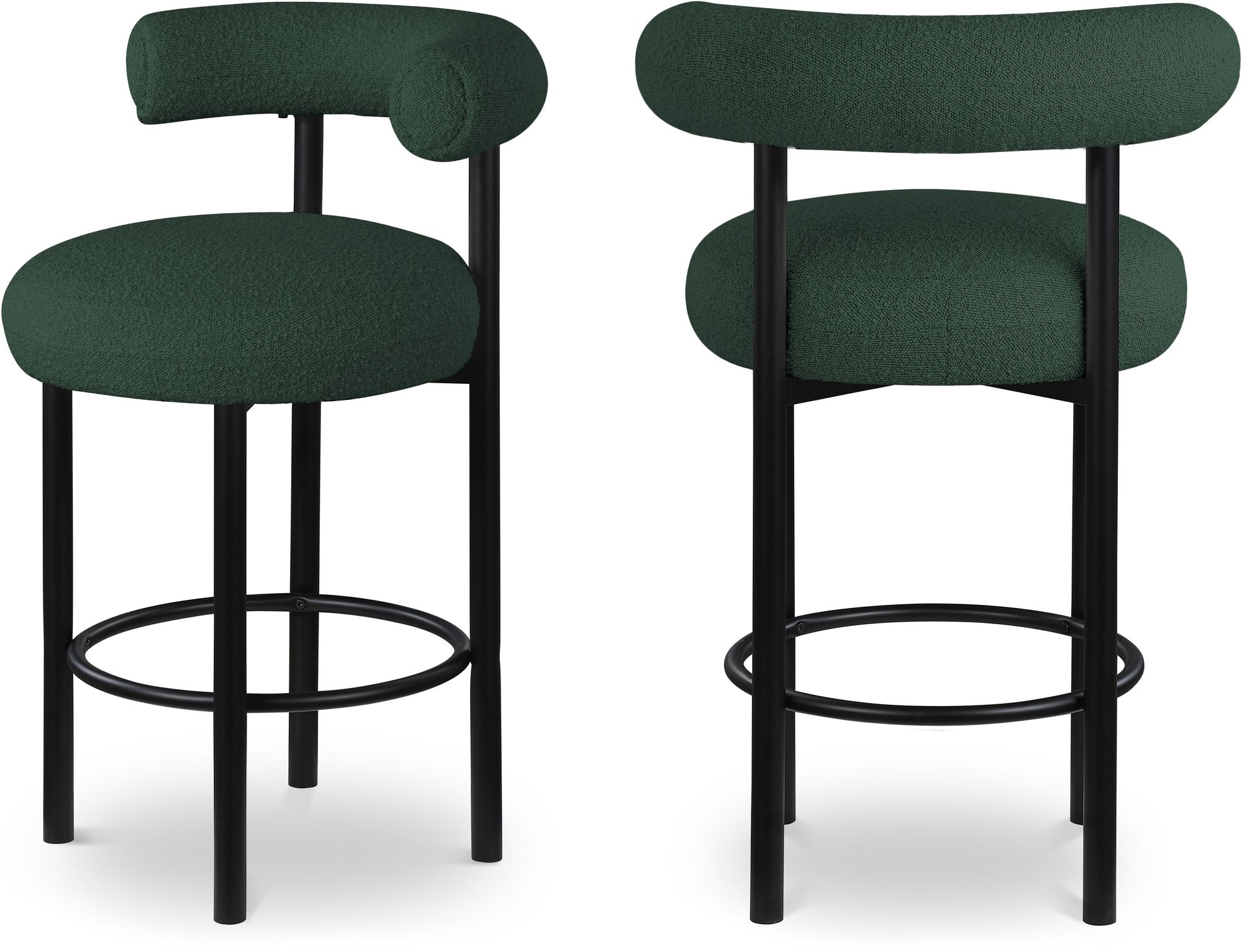 Bordeaux Boucle Fabric Stool with Matte Black Base