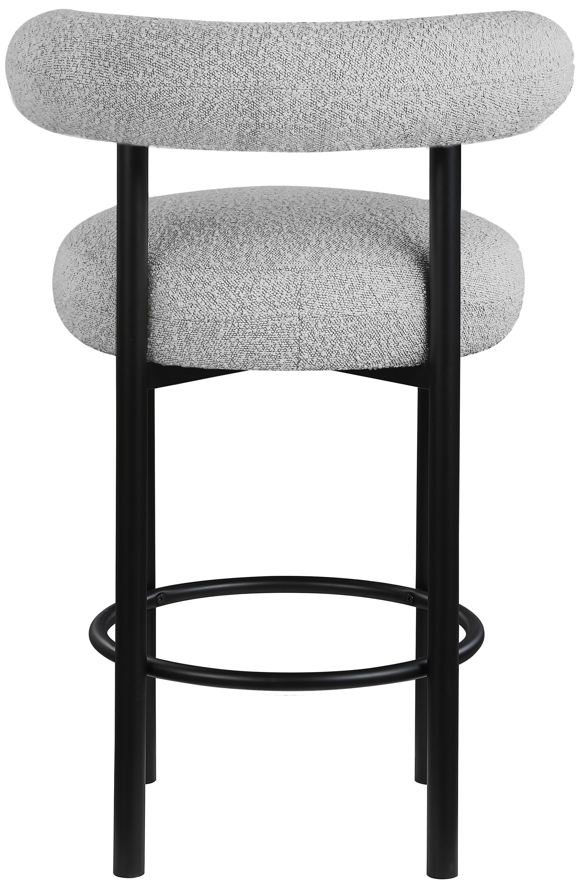 Bordeaux Boucle Fabric Stool with Matte Black Base