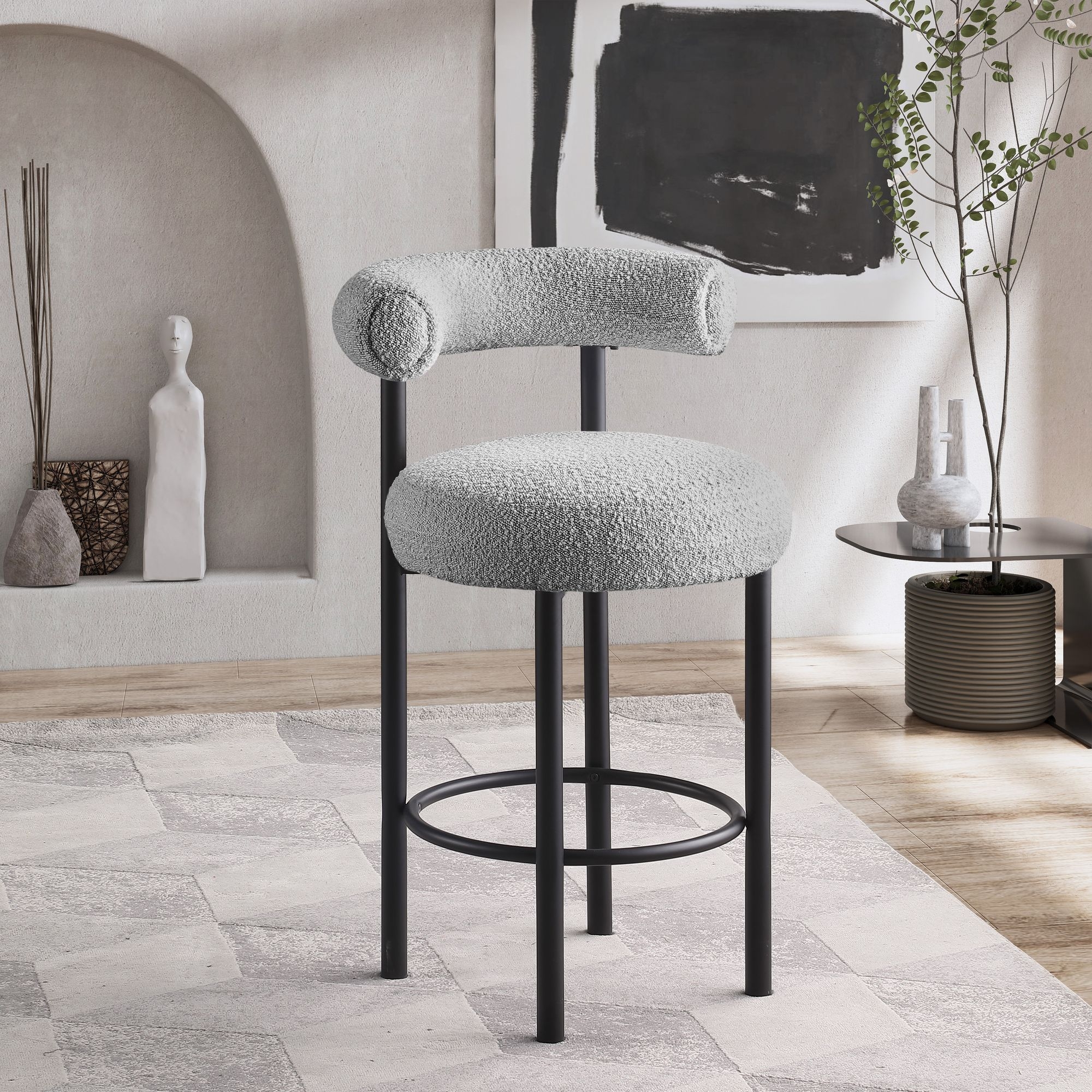 Bordeaux Boucle Fabric Stool