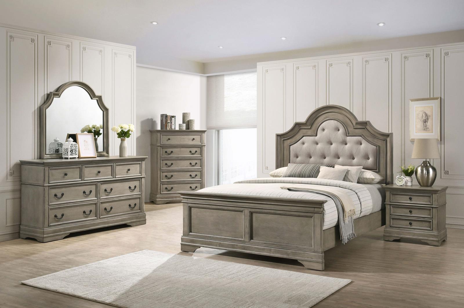 Manchester Fabric/Wood Panel Bed, California King Size