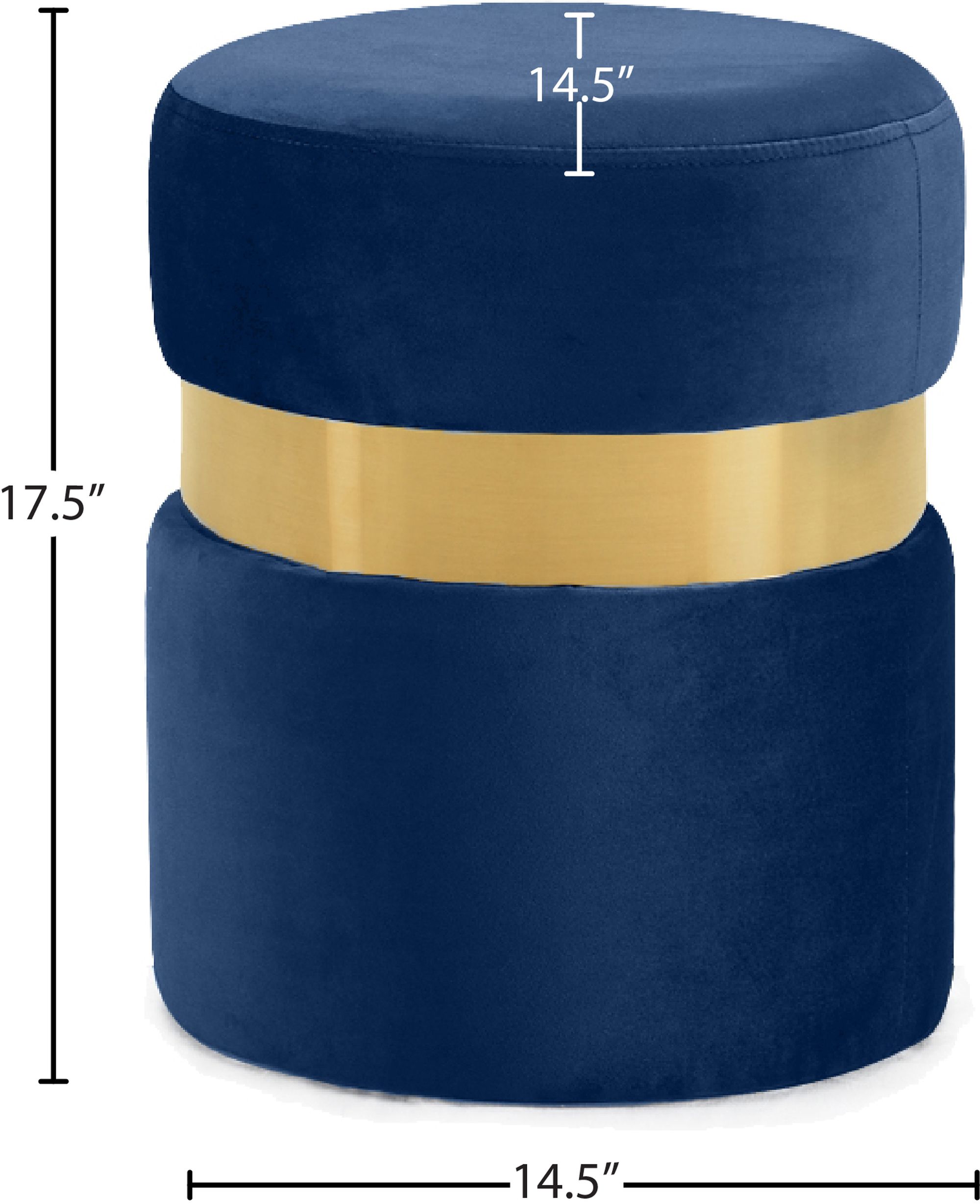 Hailey Velvet Ottoman/Stool with Gold Stainless Steel Band