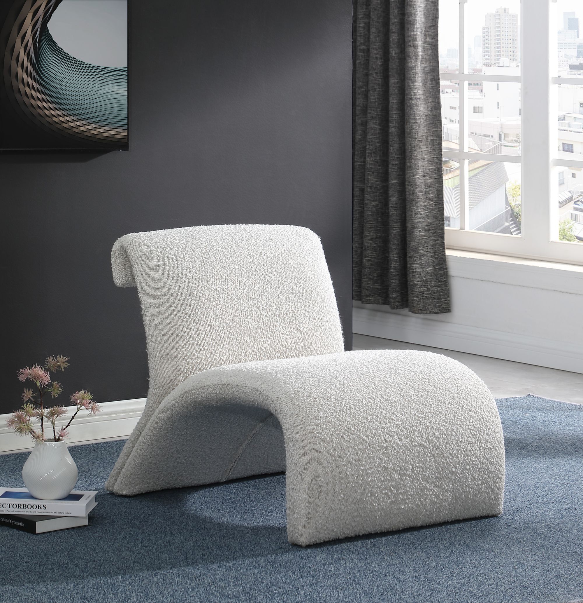 Mulberry Boucle Fabric Accent Chair