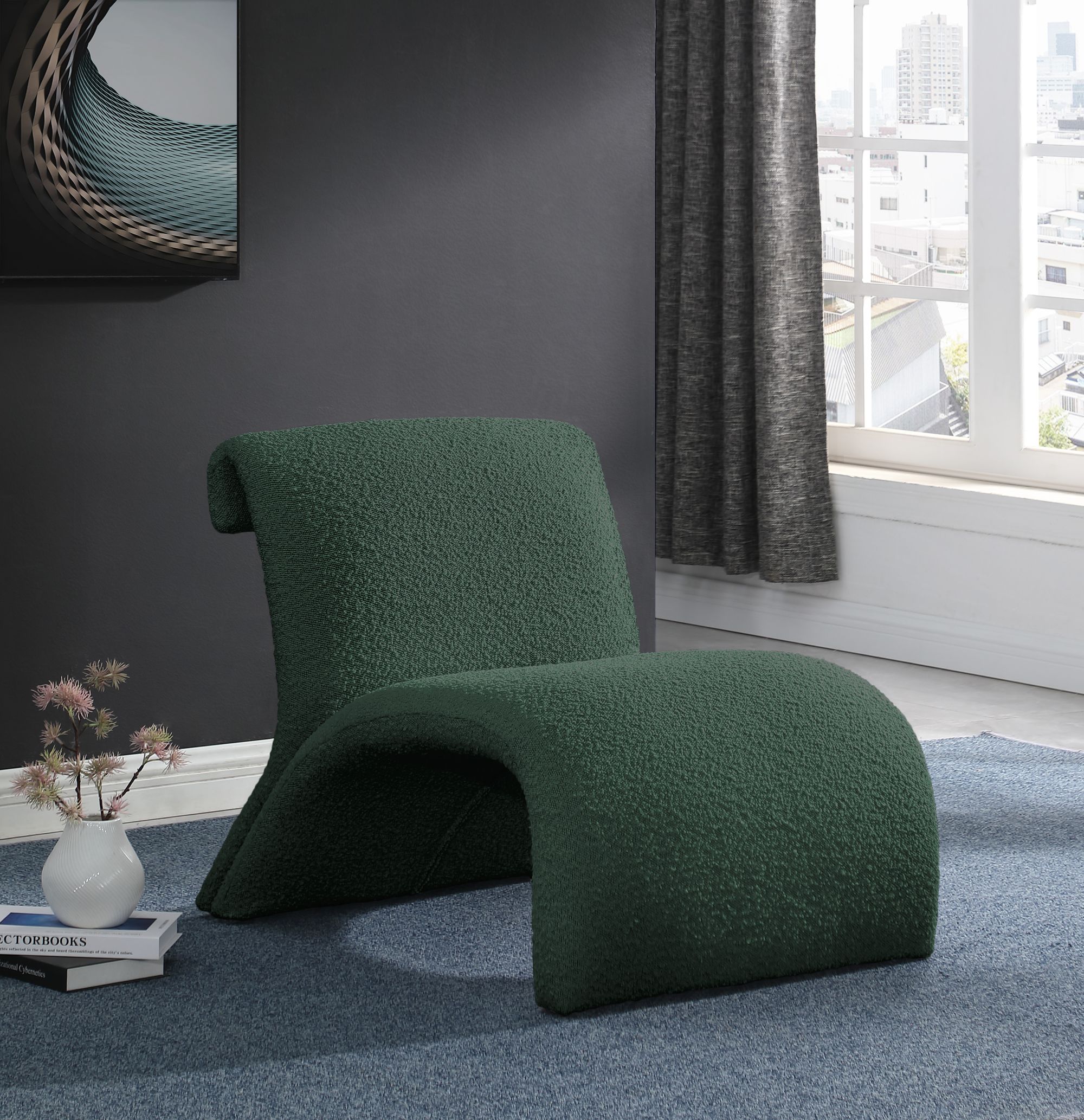 Mulberry Boucle Fabric Accent Chair