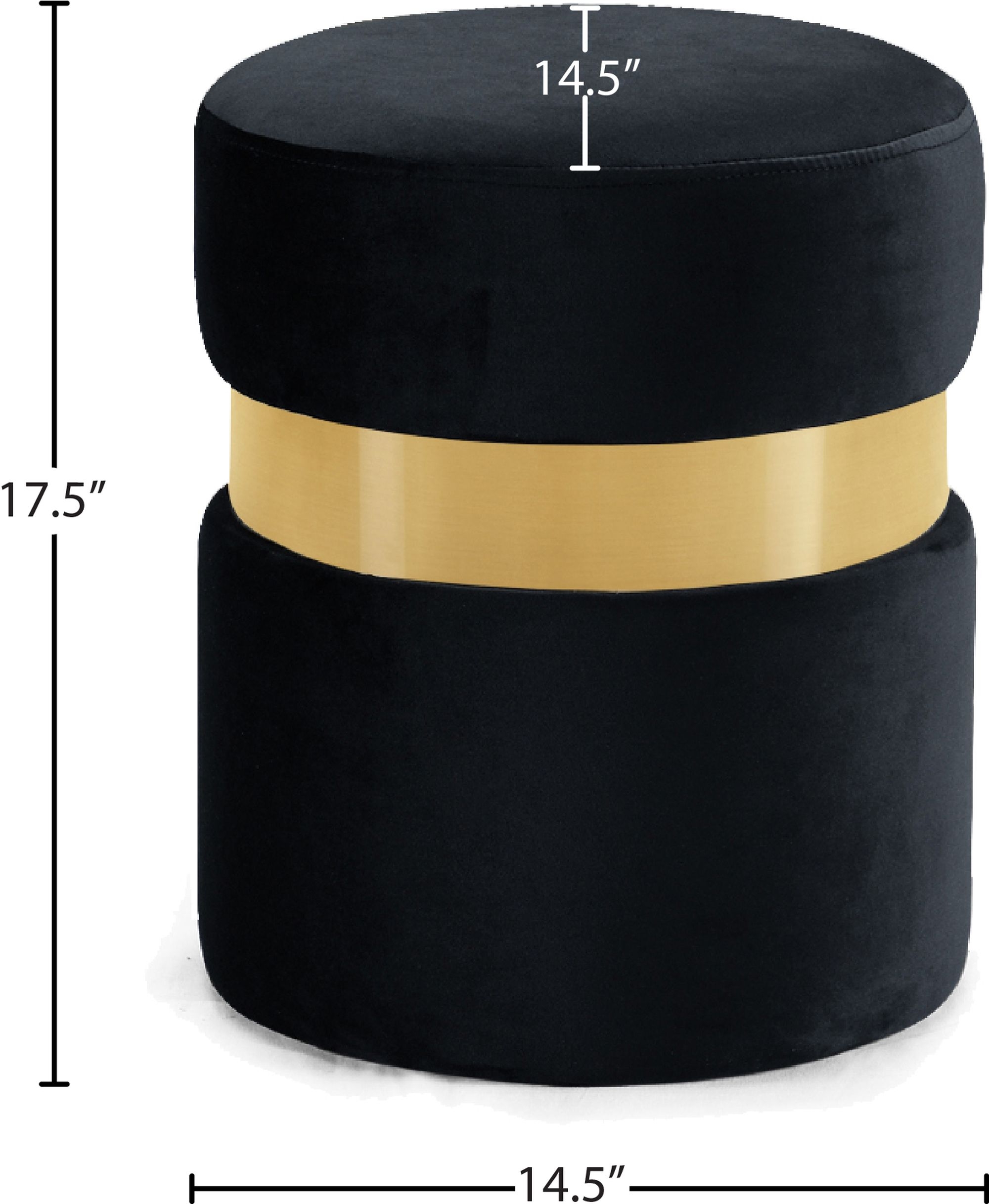 Hailey Velvet Ottoman/Stool with Stainless Steel Band