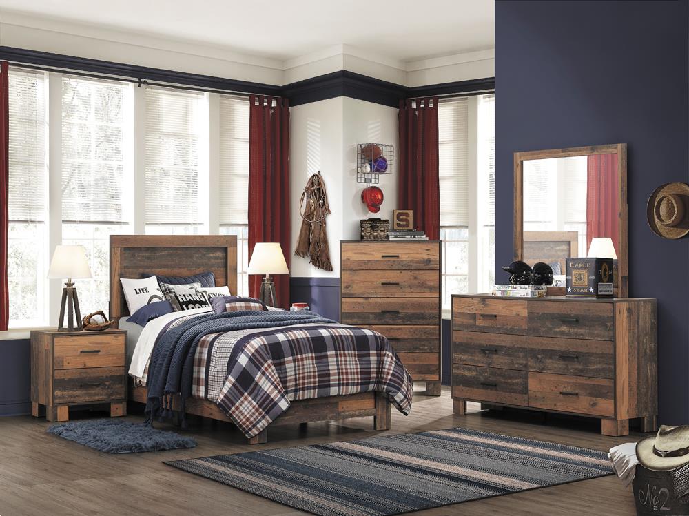 Sidney 3D Paper Veneer Panel Bed, Twin Size