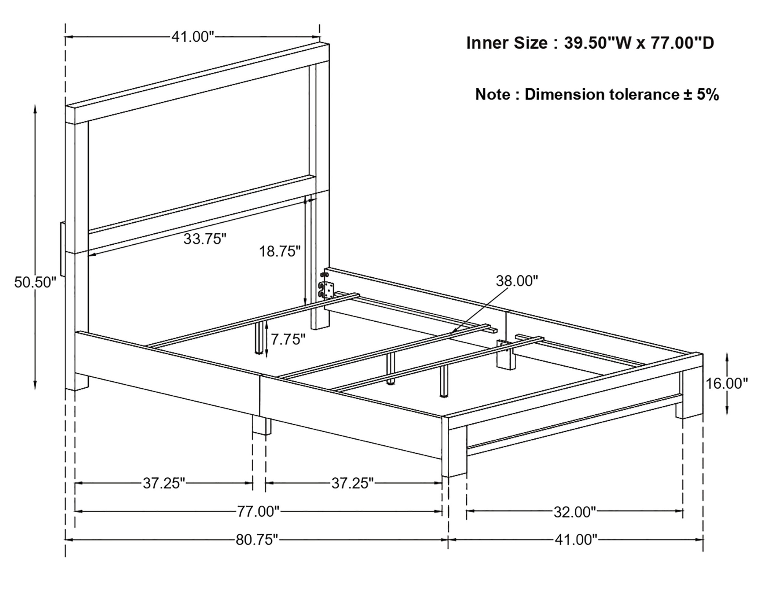 Sidney 3D Paper Veneer Panel Bed, Twin Size