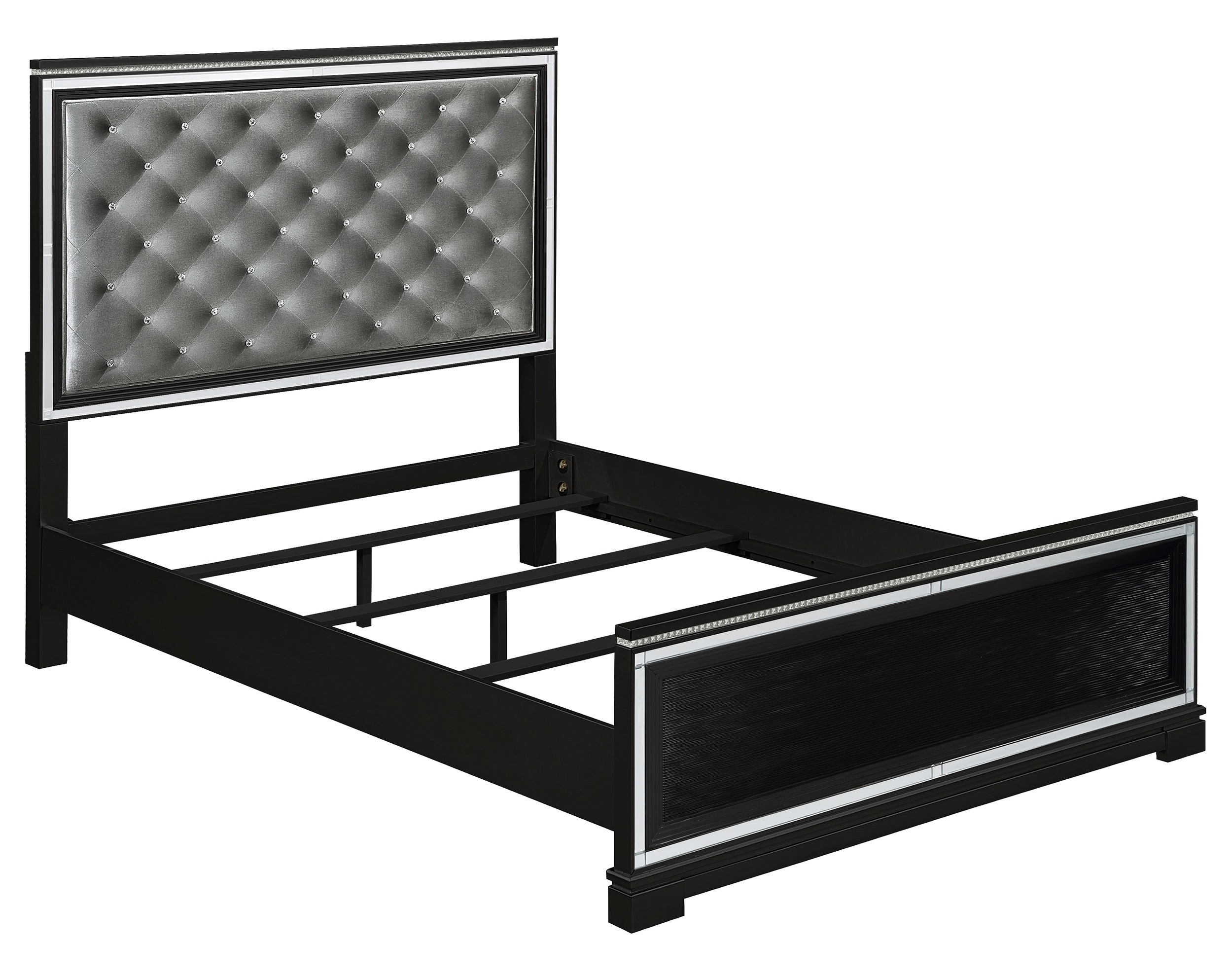 Cappola Velvet Tufted Panel Bed, Eastern King Size
