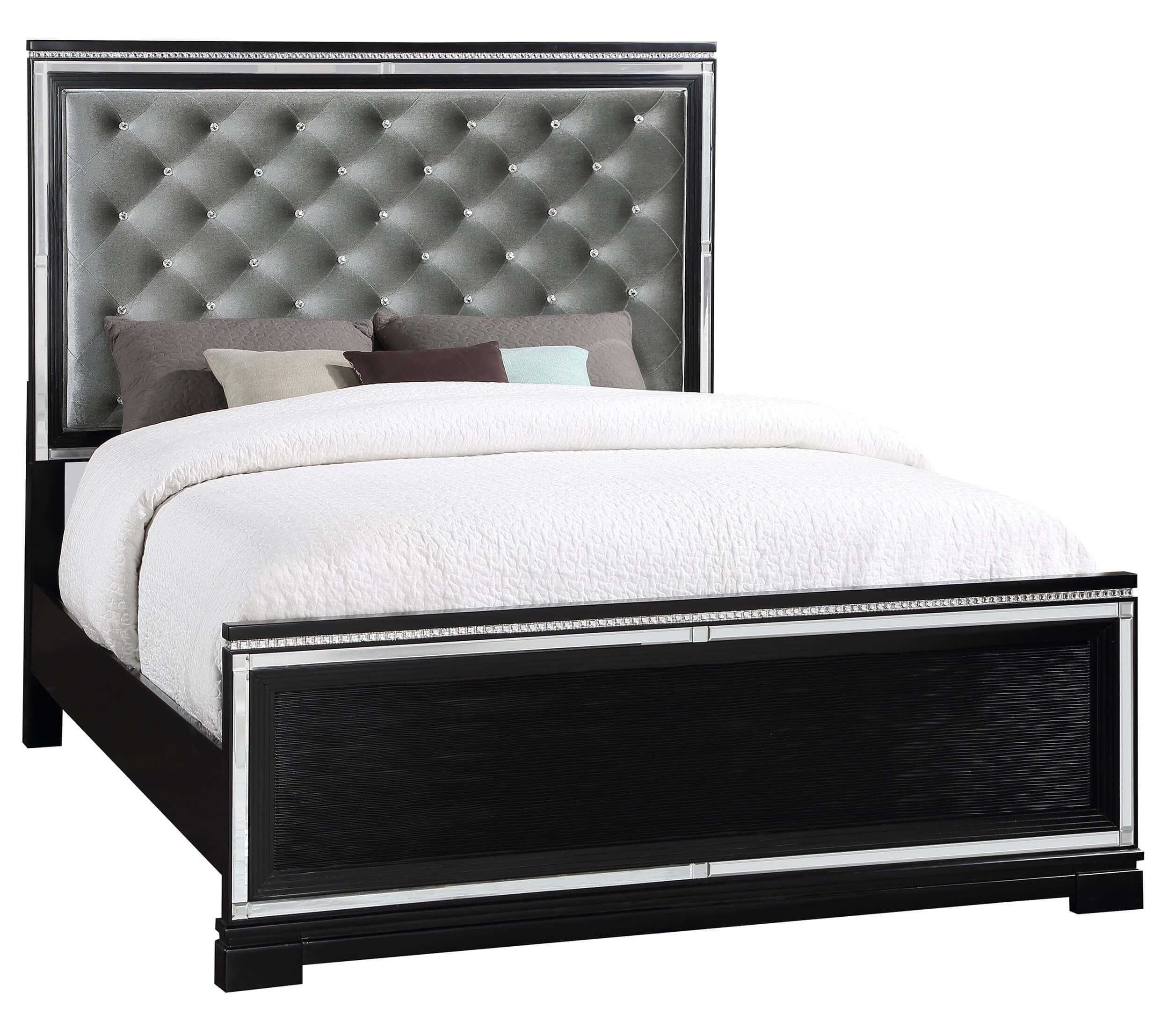 Cappola Velvet Tufted Panel Bed, California King Size