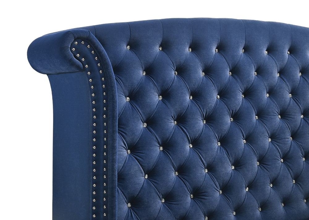 Melody Velvet Wingback Upholstered Bed, California King Size