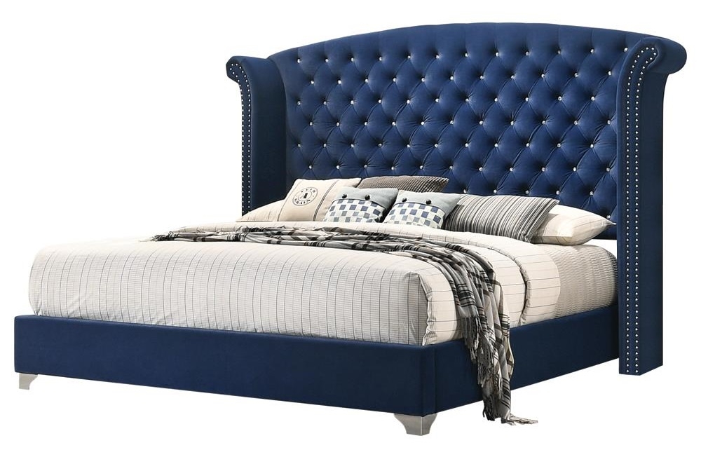 Melody Velvet Wingback Upholstered Bed