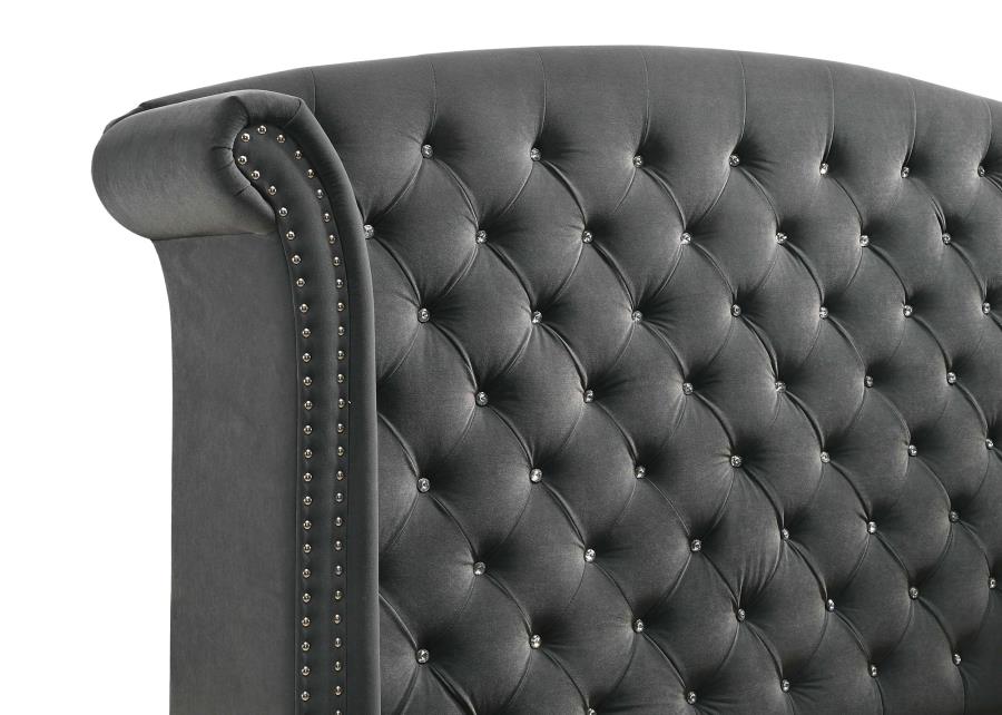 Melody Upholstered King Wingback Bed Grey