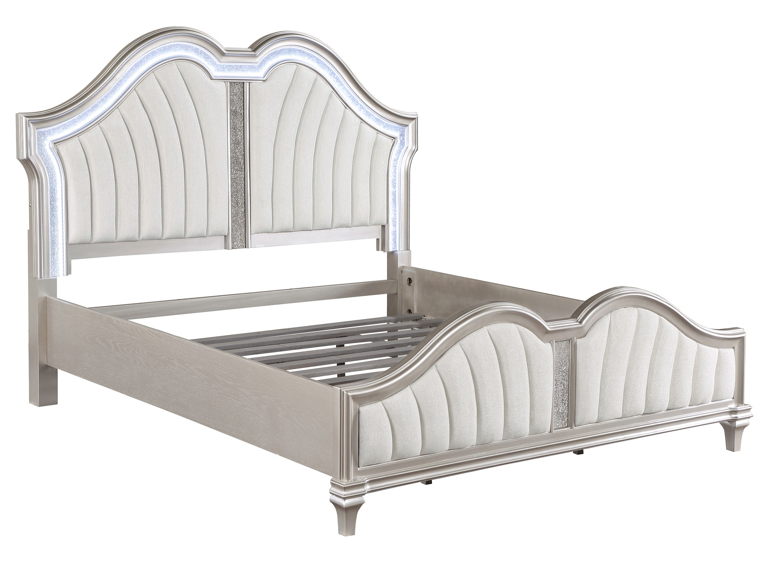 Evangeline Fabric/Wood Tufted Platform Bed w/LED, Eastern King Size