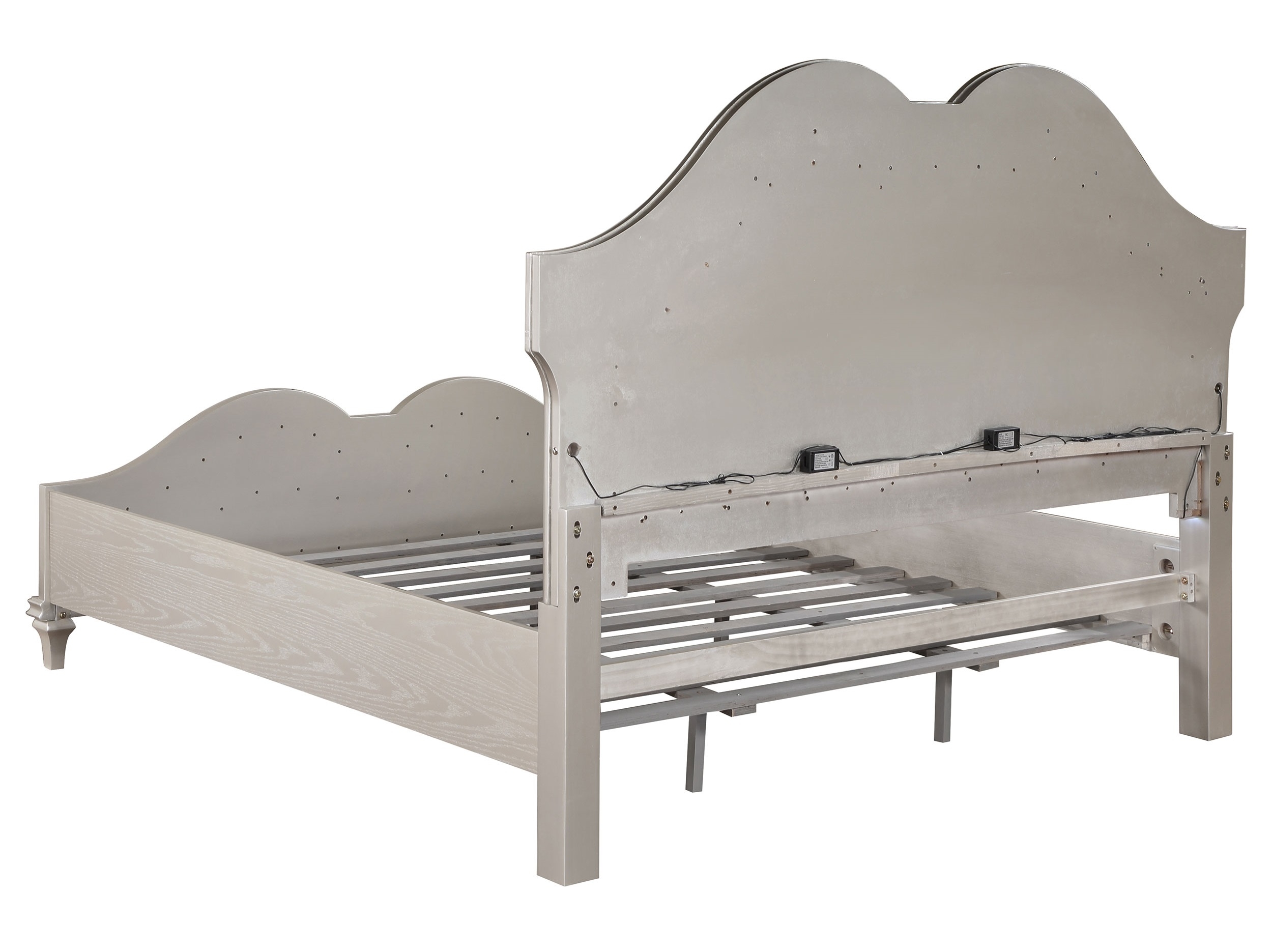 Evangeline Fabric/Wood Tufted Platform Bed w/LED, Queen Size