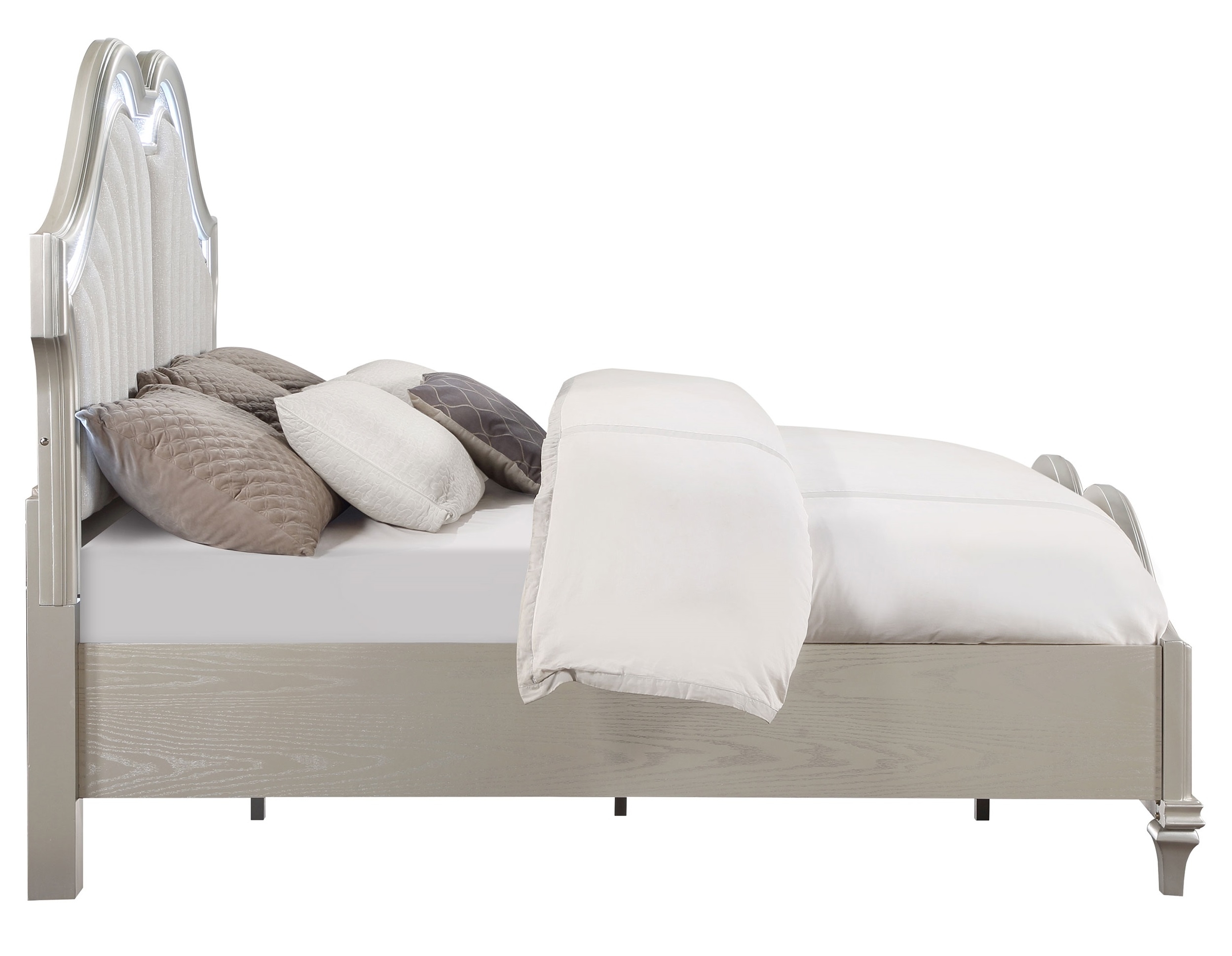 Evangeline Fabric/Wood Tufted Platform Bed w/LED, Eastern King Size