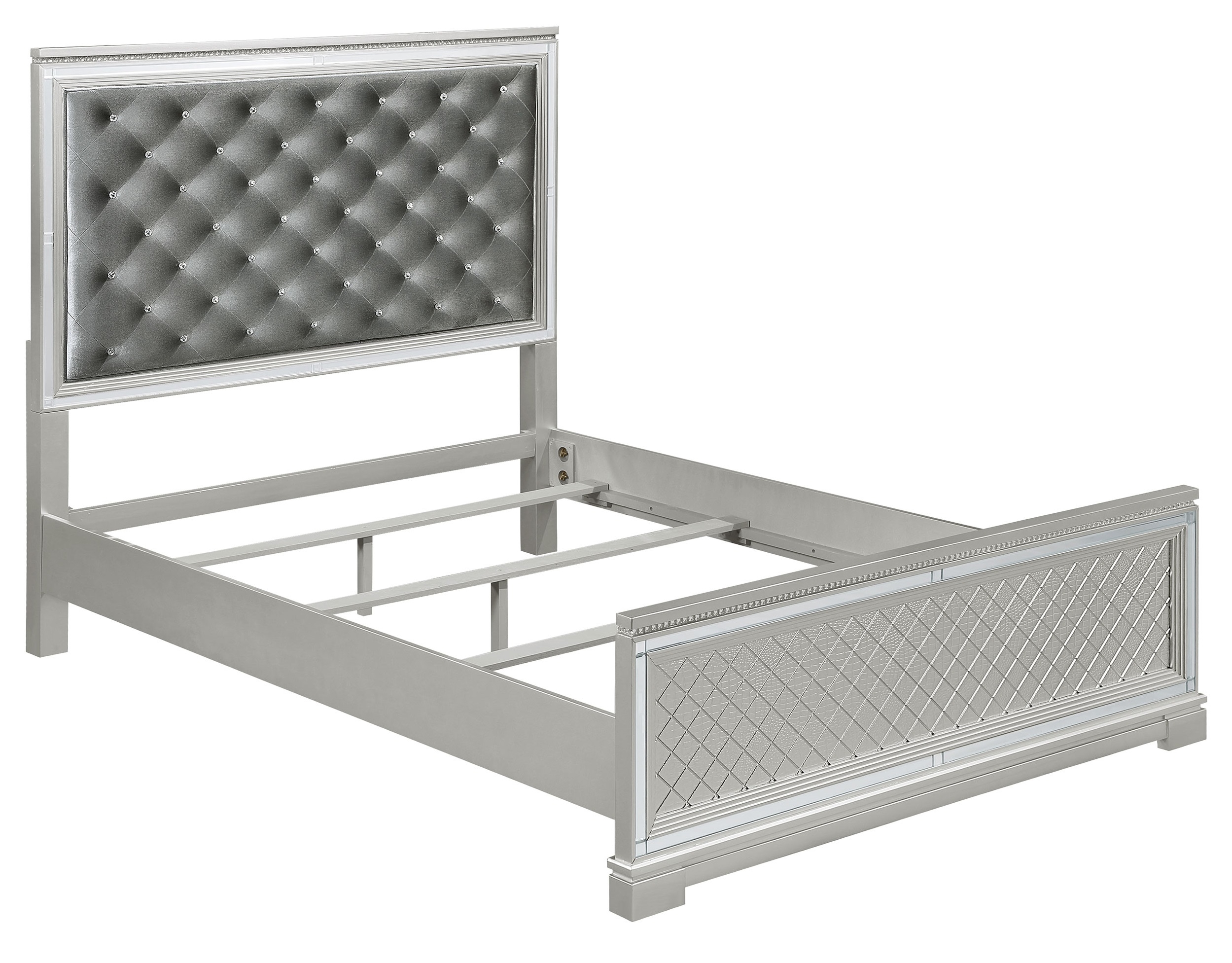 Eleanor Velvet Tufted Panel Bed, Queen Size
