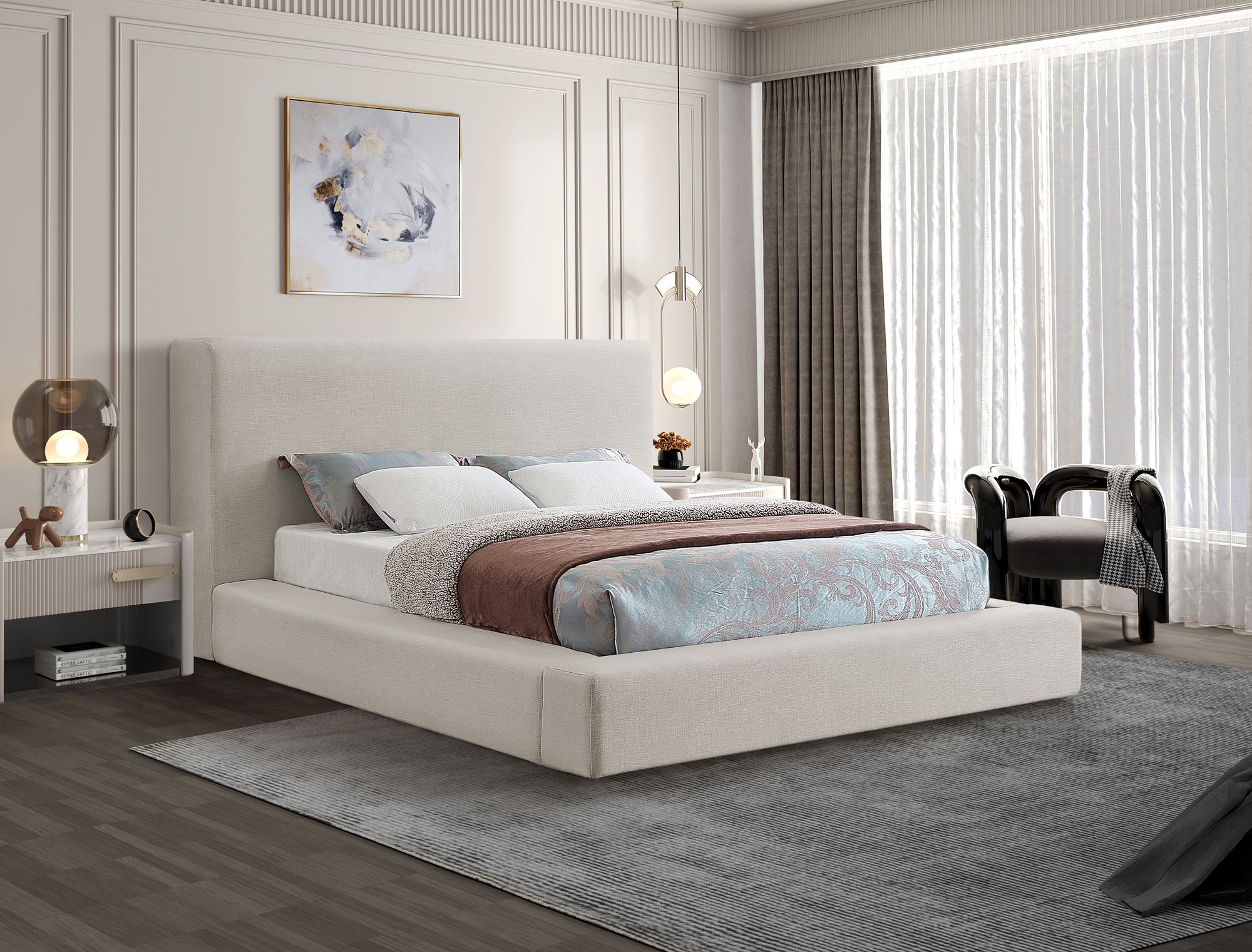 Devin Linen Fabric Full Size Bed