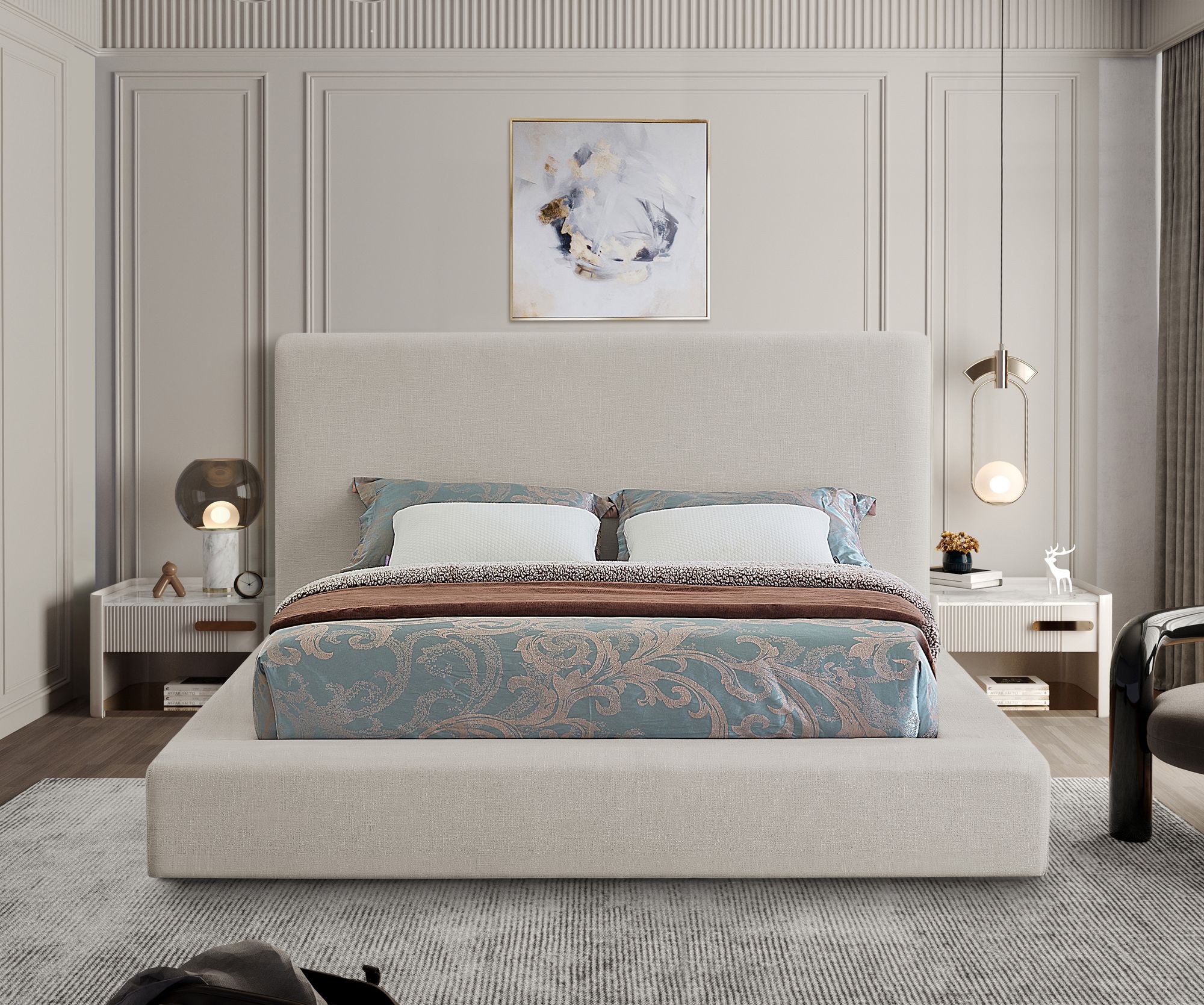 Devin Linen Fabric Full Size Bed