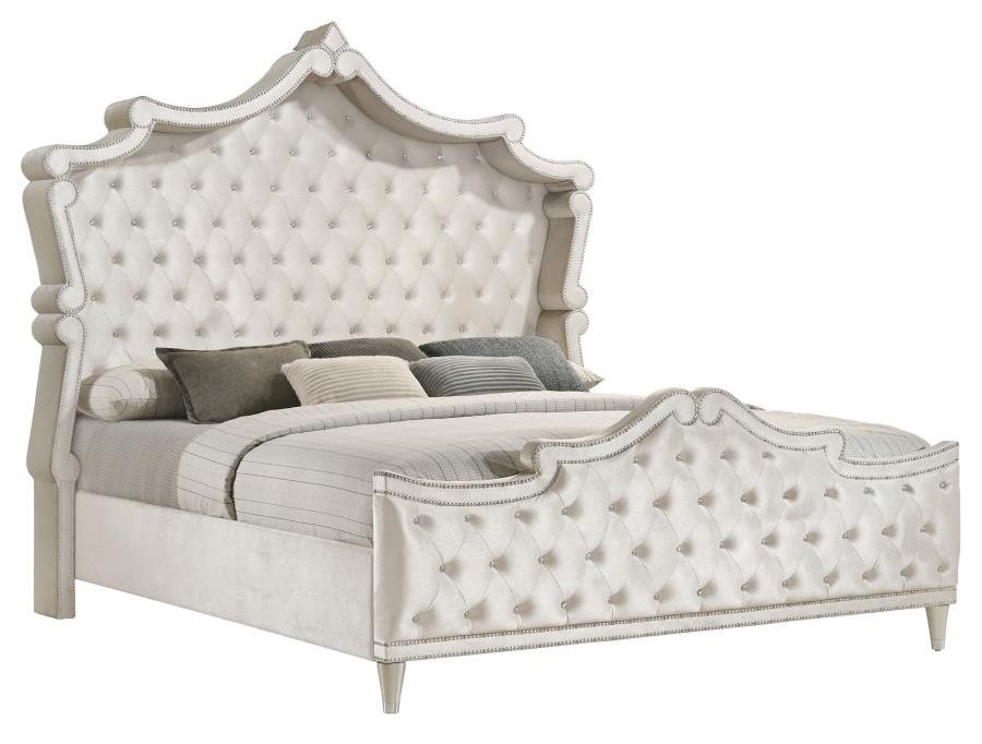 Antonella Velvet Tufted Bed, Queen Size