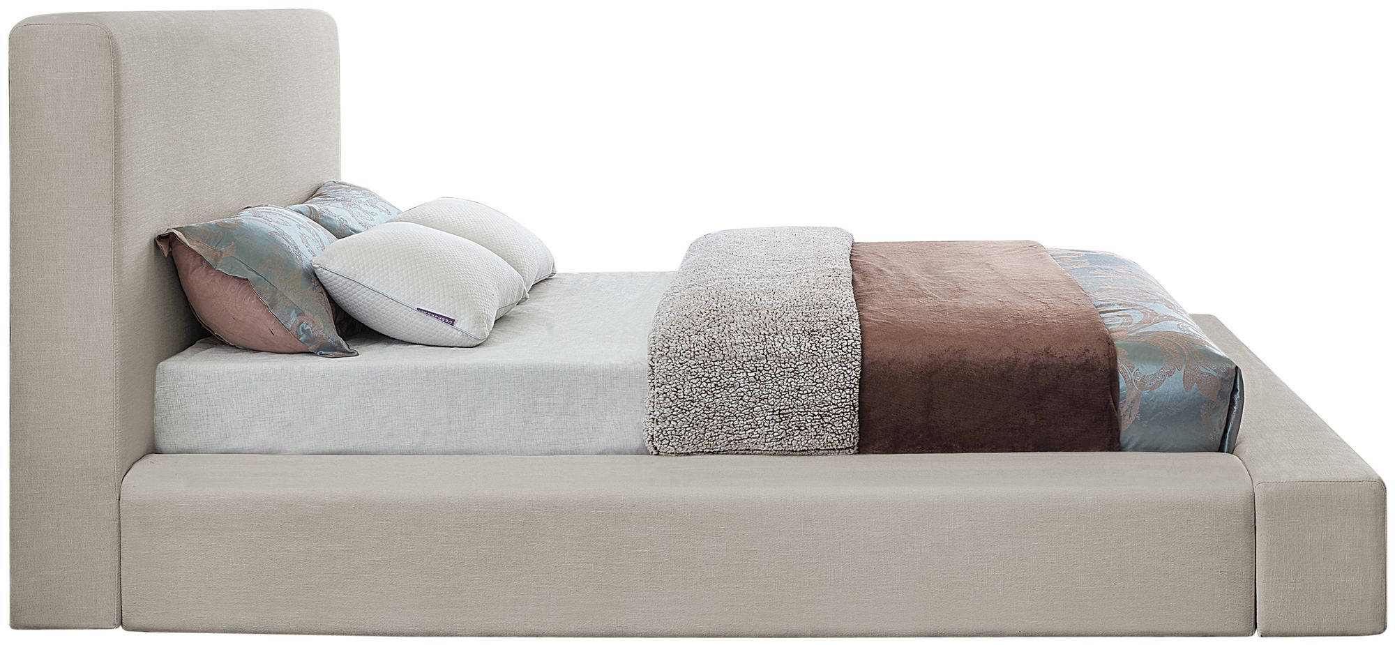 Devin Linen Fabric King Size Bed