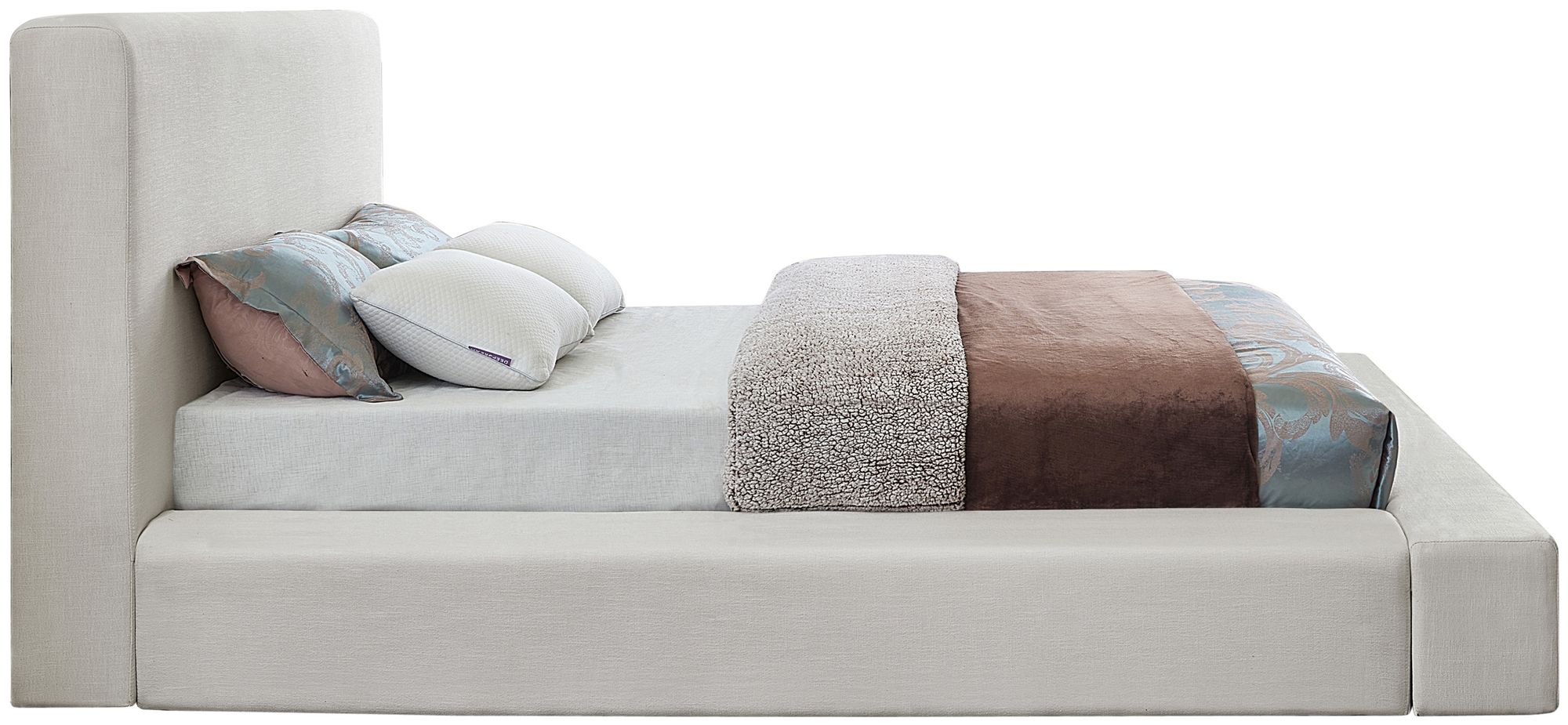 Devin Linen Fabric Queen Size Bed