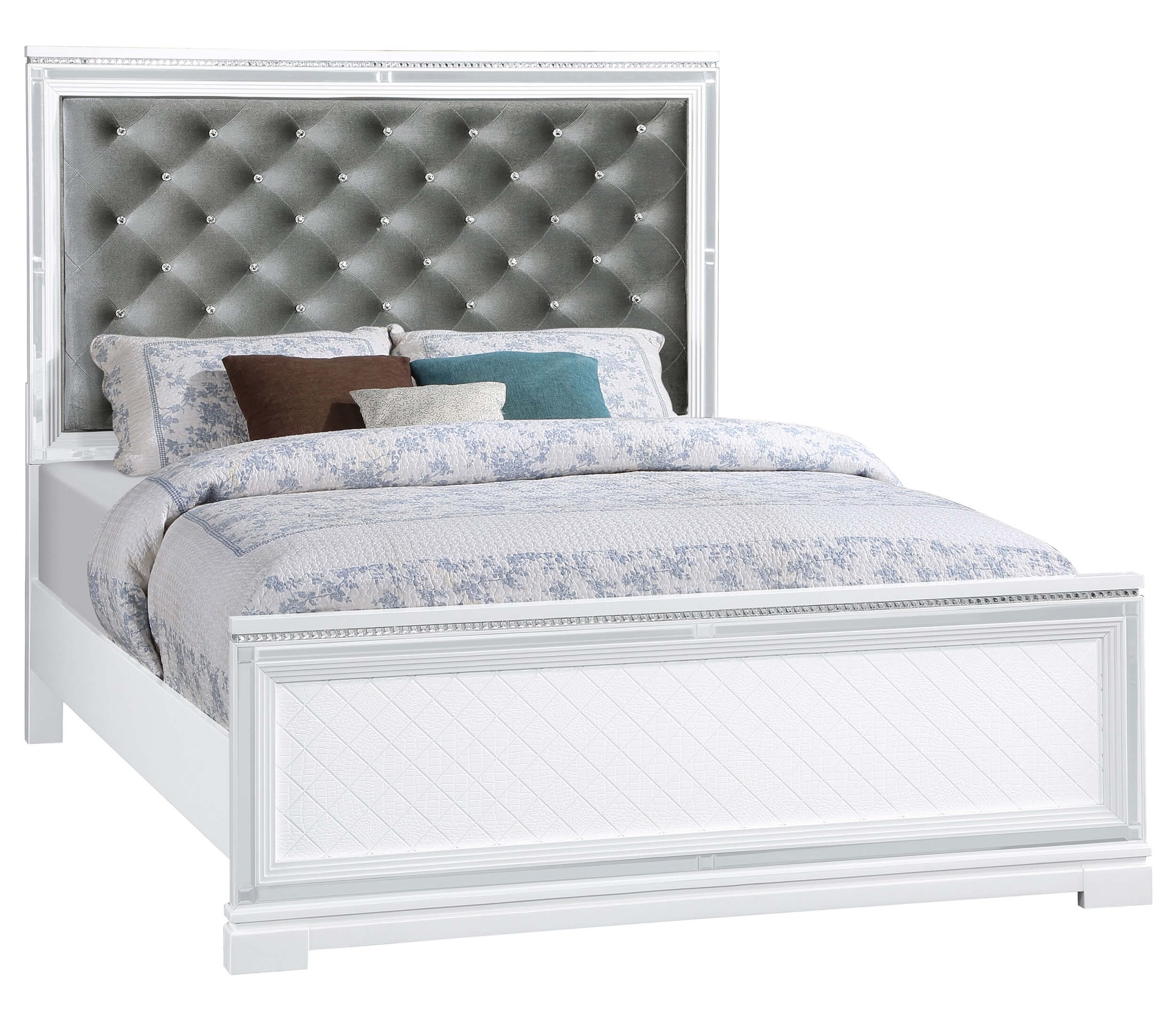 Eleanor Velvet Tufted Panel Bed, Eastern King Size