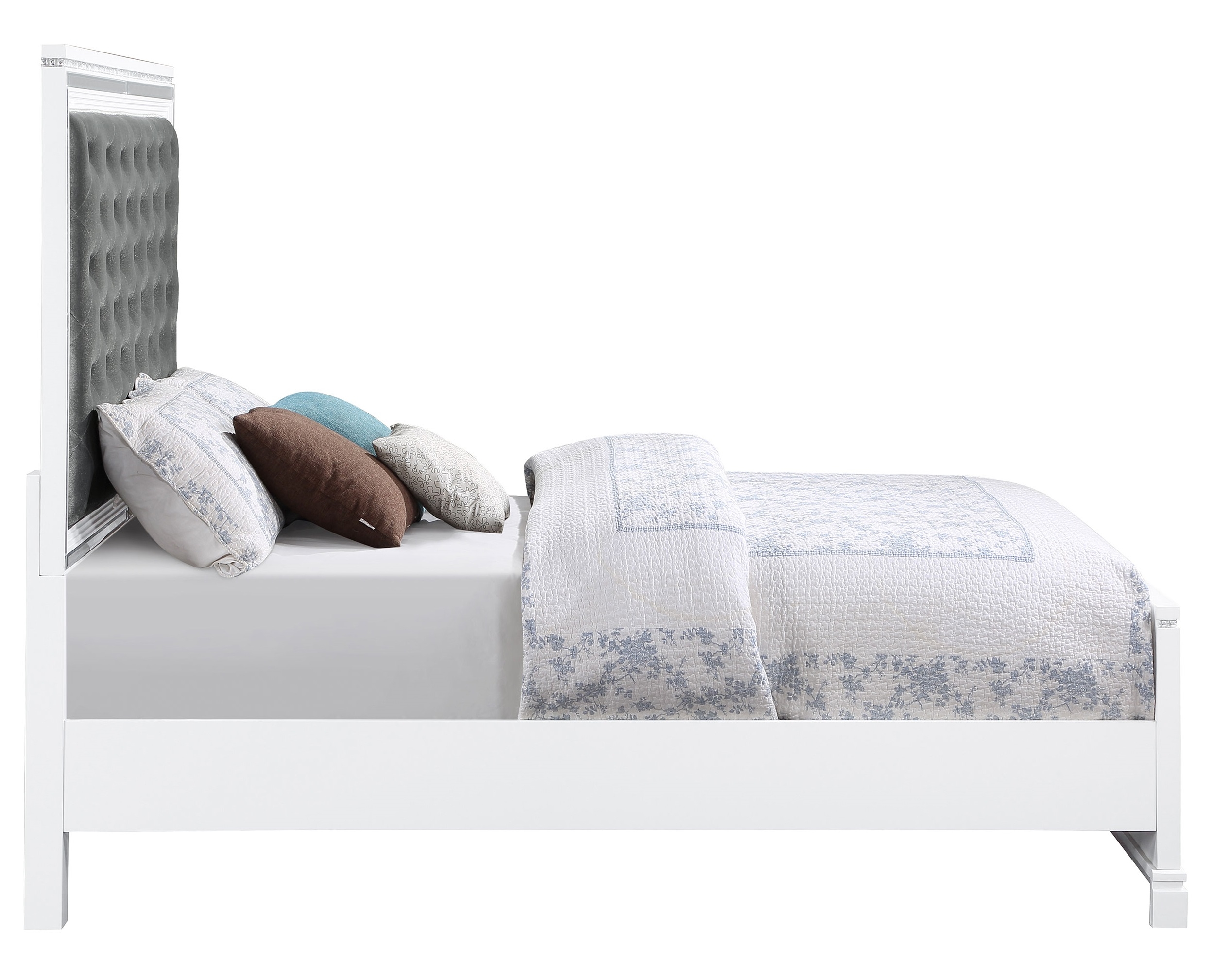 Eleanor Velvet Tufted Panel Bed, Queen Size