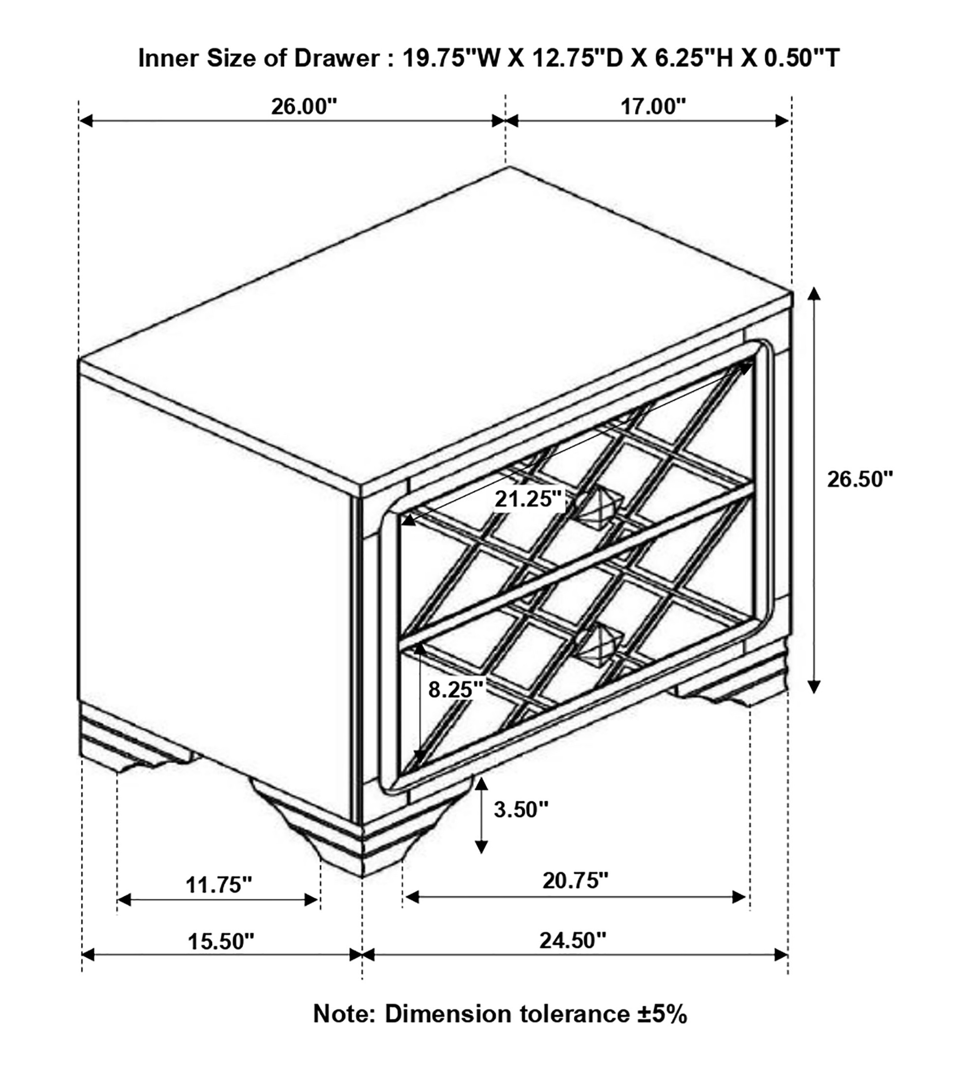 Penelope Wood/Acrylic Nightstand w/2 Drawers