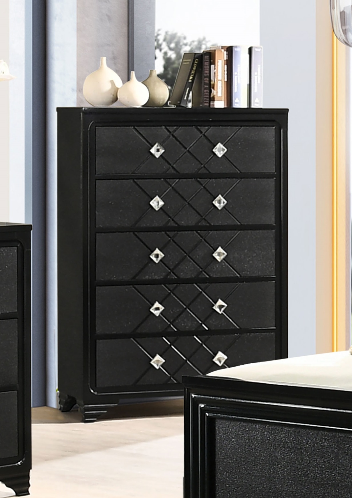 Penelope Wood/Acrylic Chest w/5 Drawers
