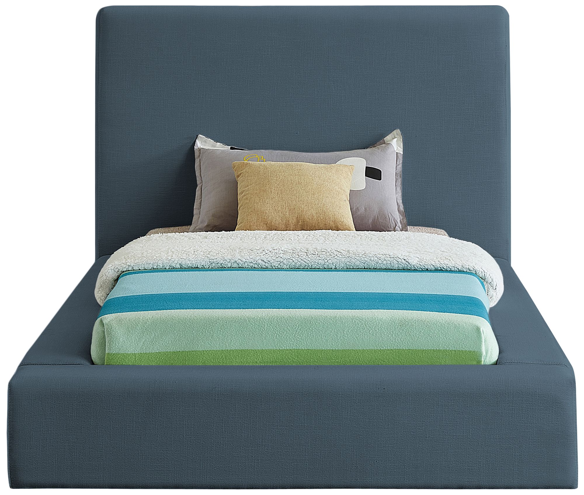 Devin Linen Fabric Twin Size Bed