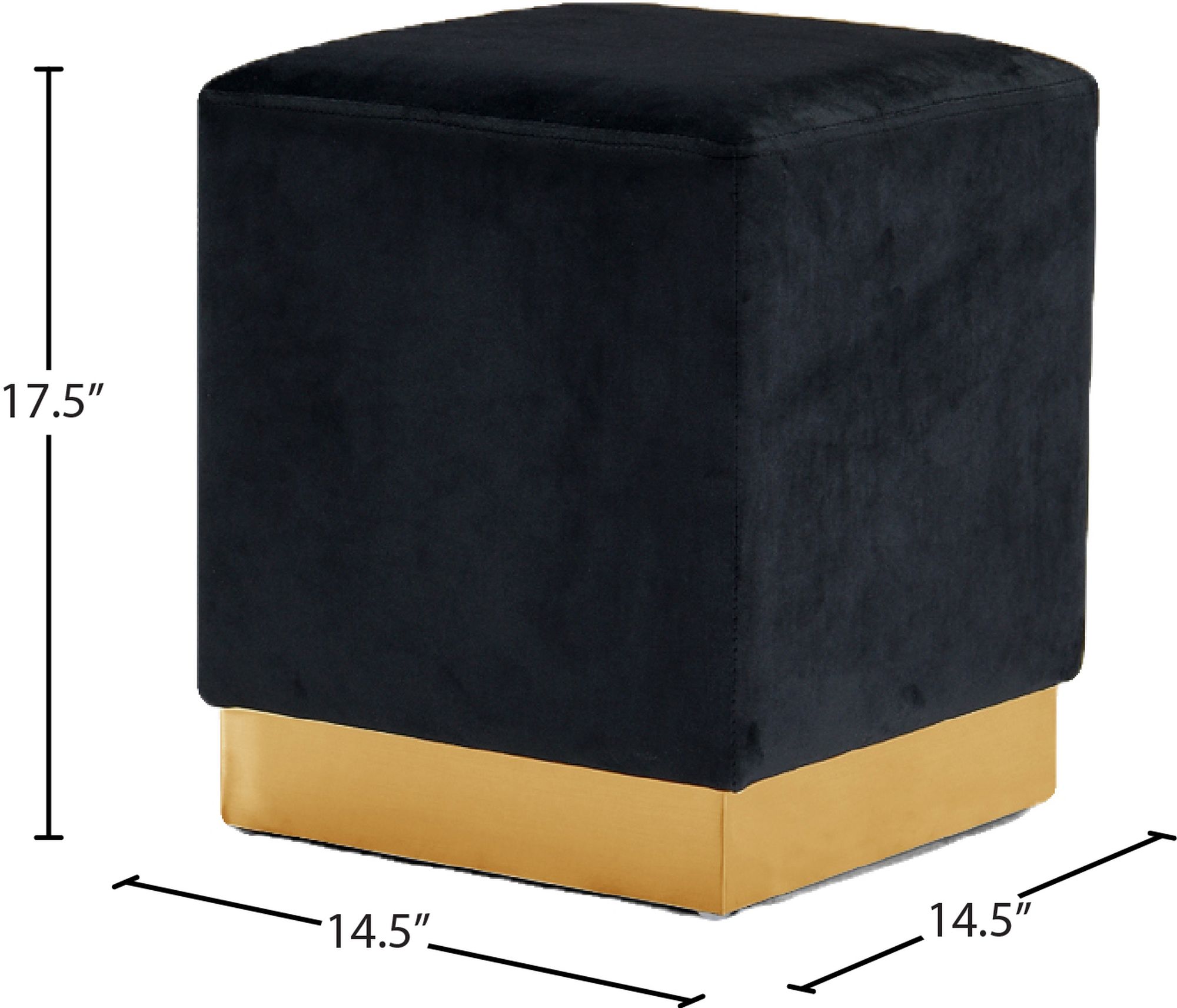Jax Velvet Ottoman/Stool with Gold Stainless Steel Base