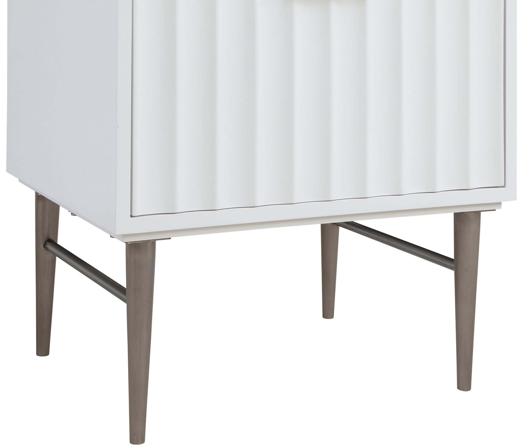 Modernist 24" Quartz  & Wood Veneer Single Bathroom Vanity with Brushed Chrome Legs & Ceramic Sink
