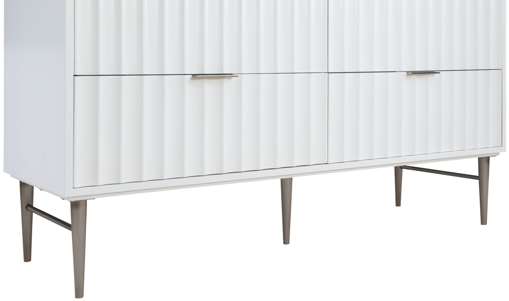 Modernist 60" Quartz  & Wood Veneer Double Bathroom Vanity with Brushed Legs & Ceramic Sinks