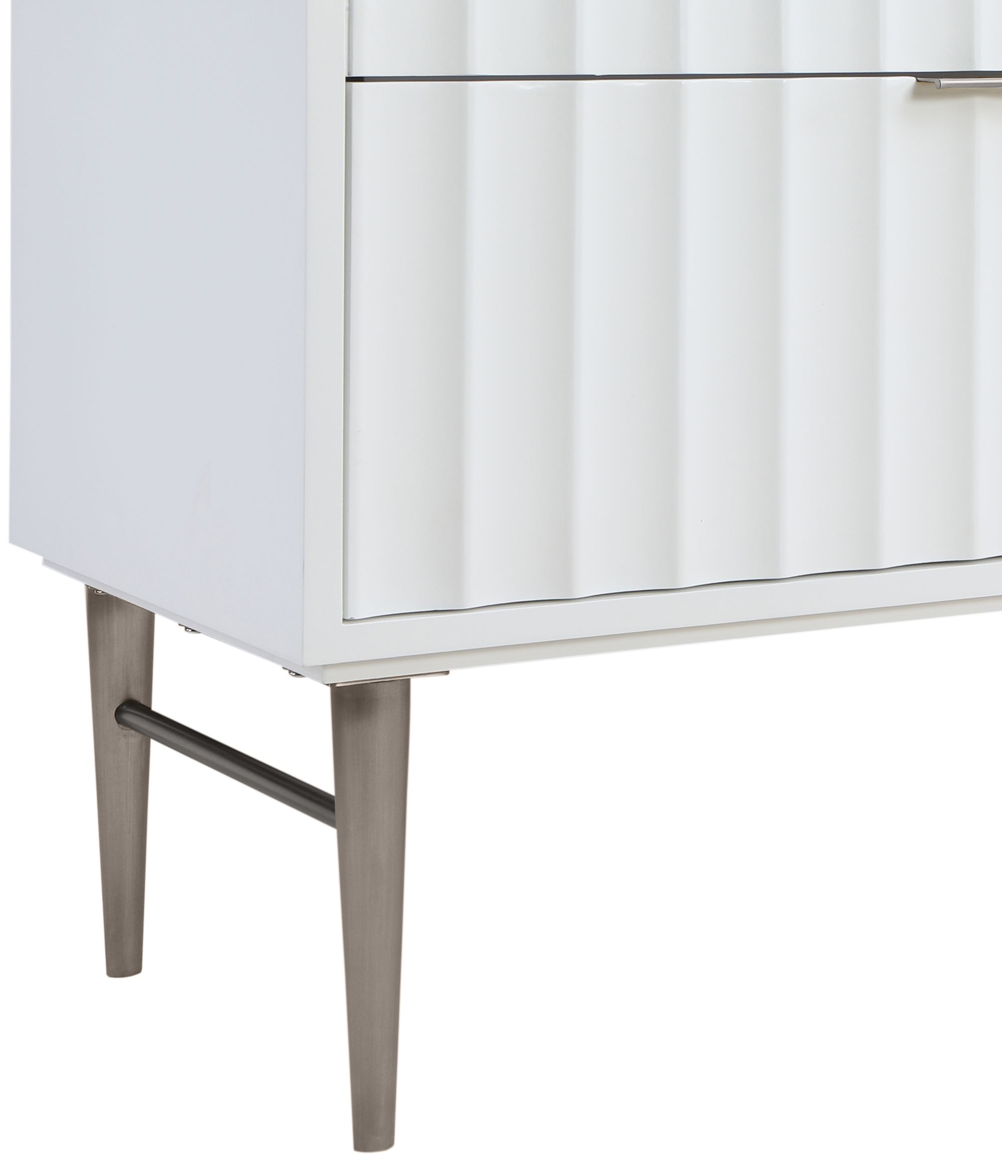 Modernist 60" Quartz  & Wood Veneer Double Bathroom Vanity with Brushed Legs & Ceramic Sinks
