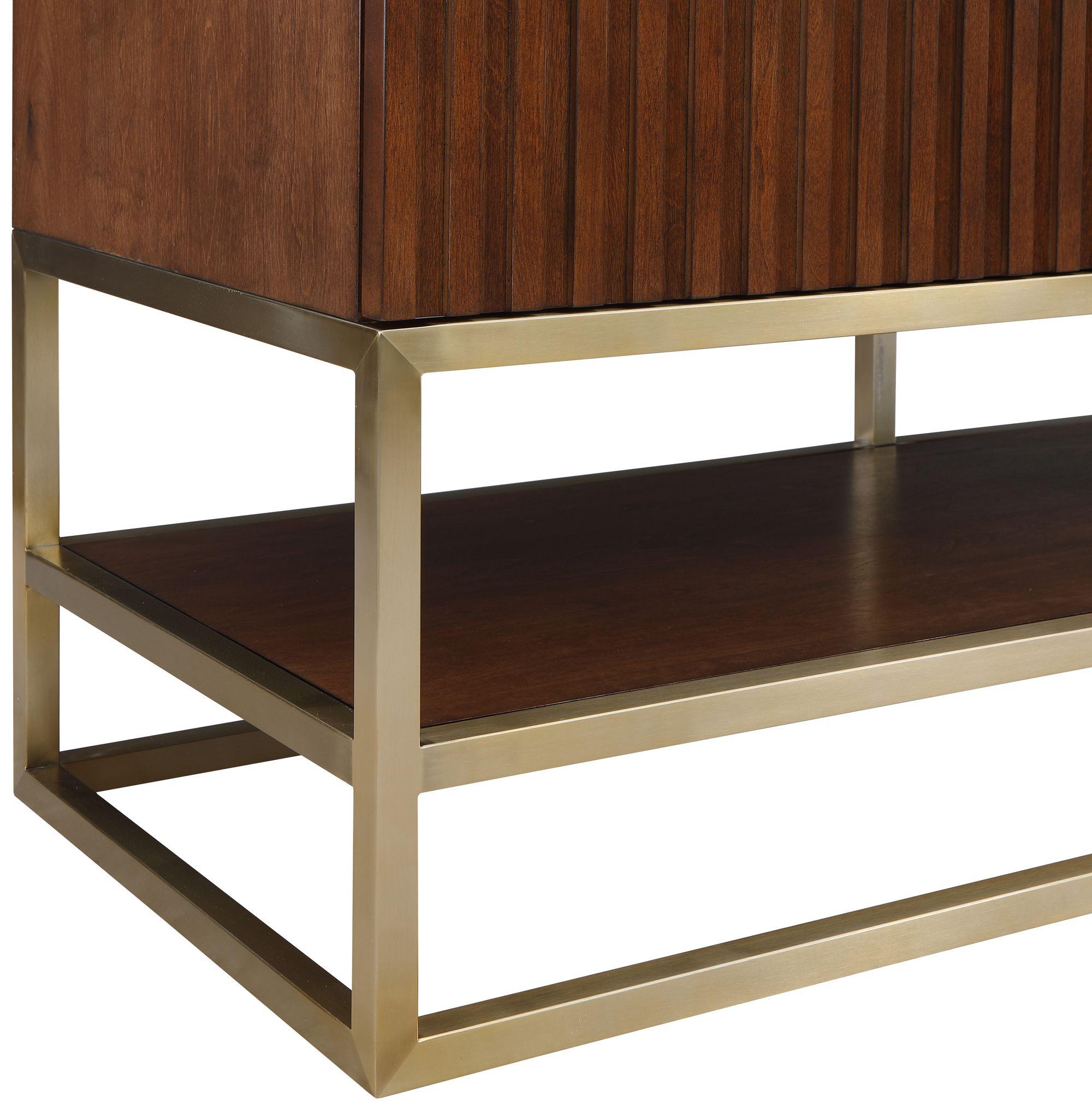 Monad 60" Marble & Wood Veneer Double Bathroom Vanity with Brushed Gold Base & Ceramic Sinks