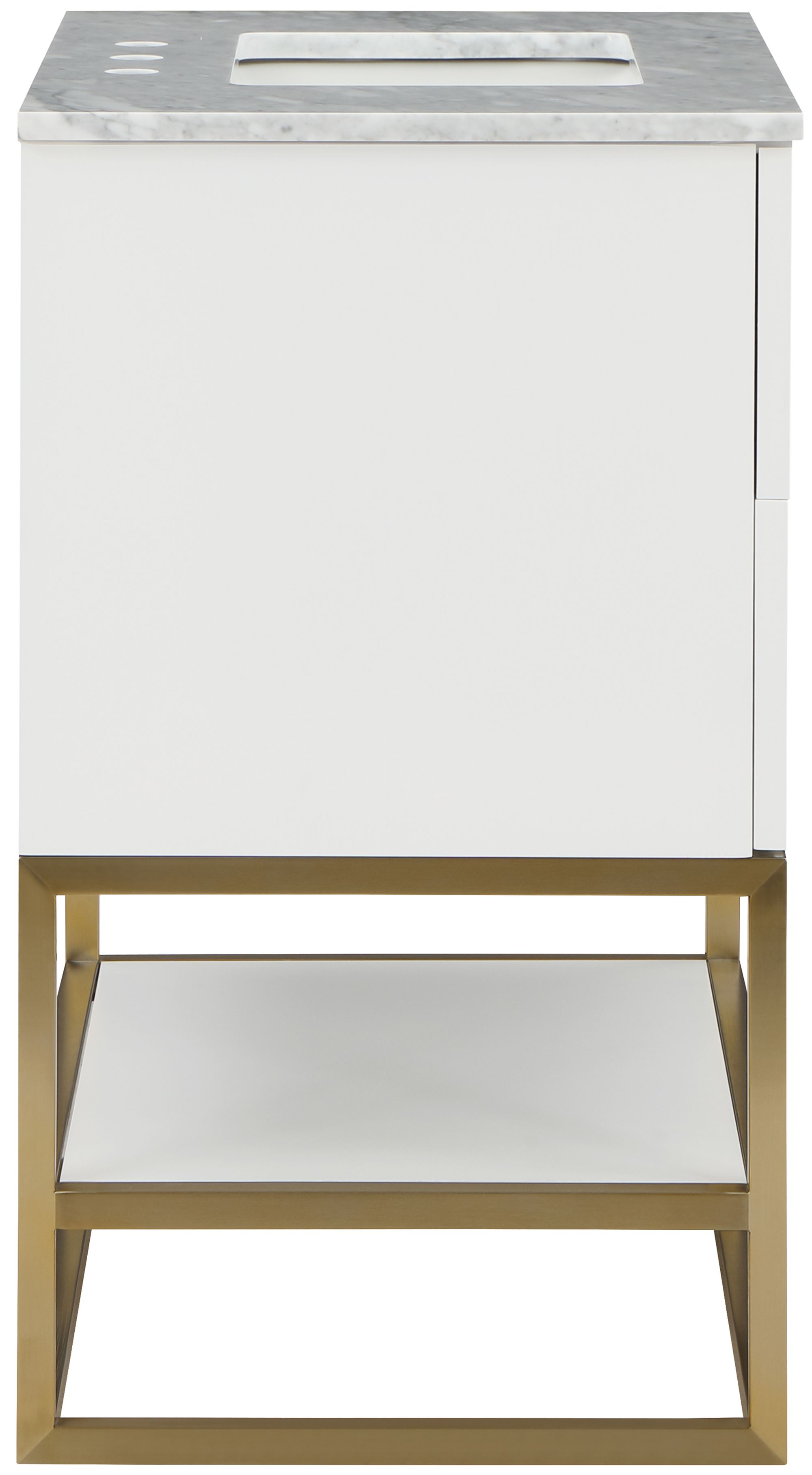 Monad 30" Marble & Wood Veneer Single Bathroom Vanity with Brushed Gold Base & Ceramic Sink