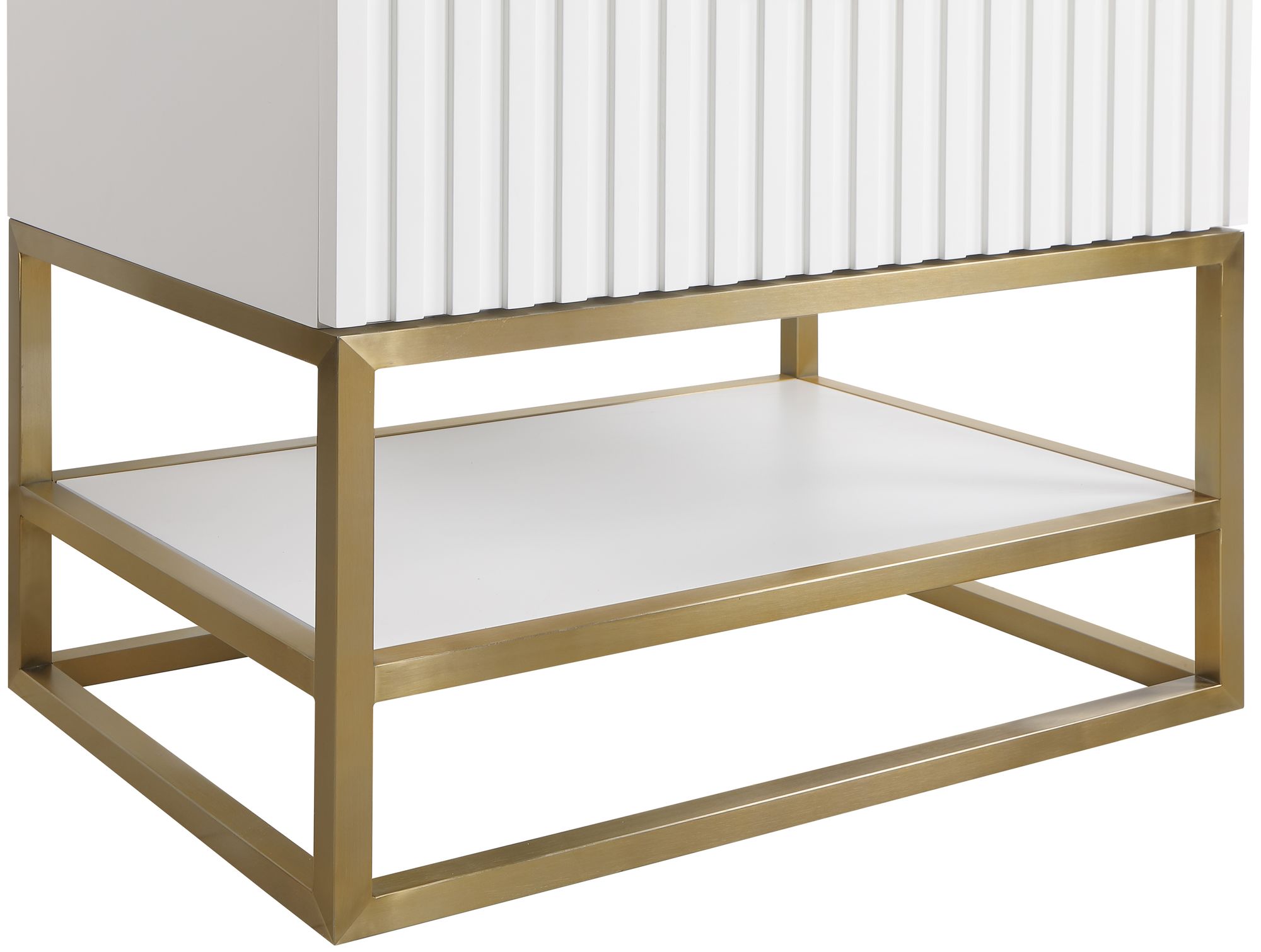 Monad 30" Marble & Wood Veneer Single Bathroom Vanity with Brushed Gold Base & Ceramic Sink
