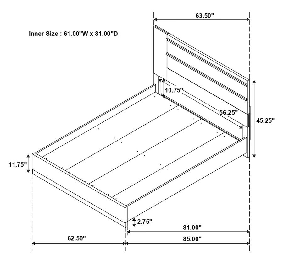 Azalia Wood Platform Bed, Queen Size