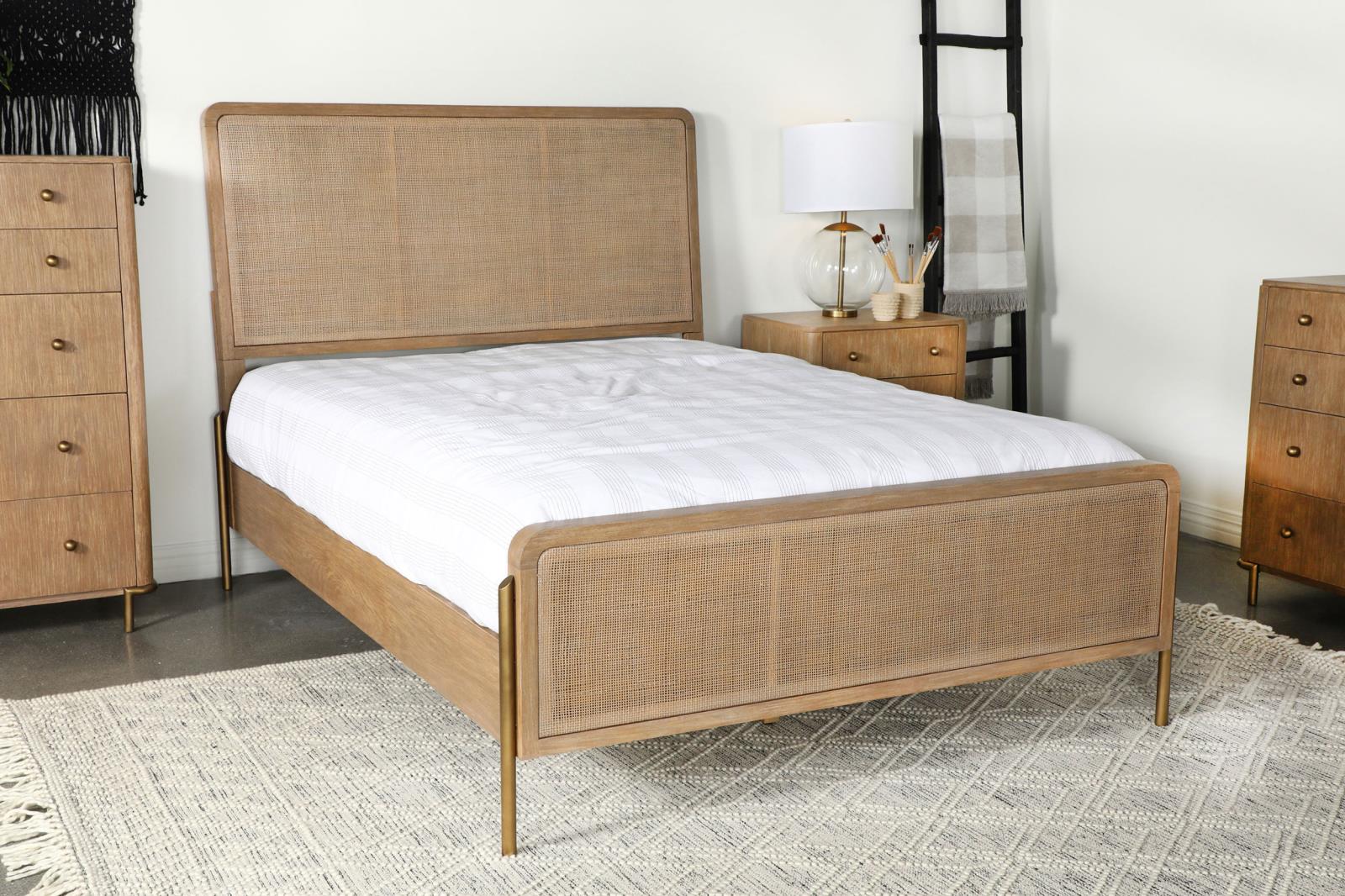 Arini Cane/Wood Panel Bed, Eastern King Size