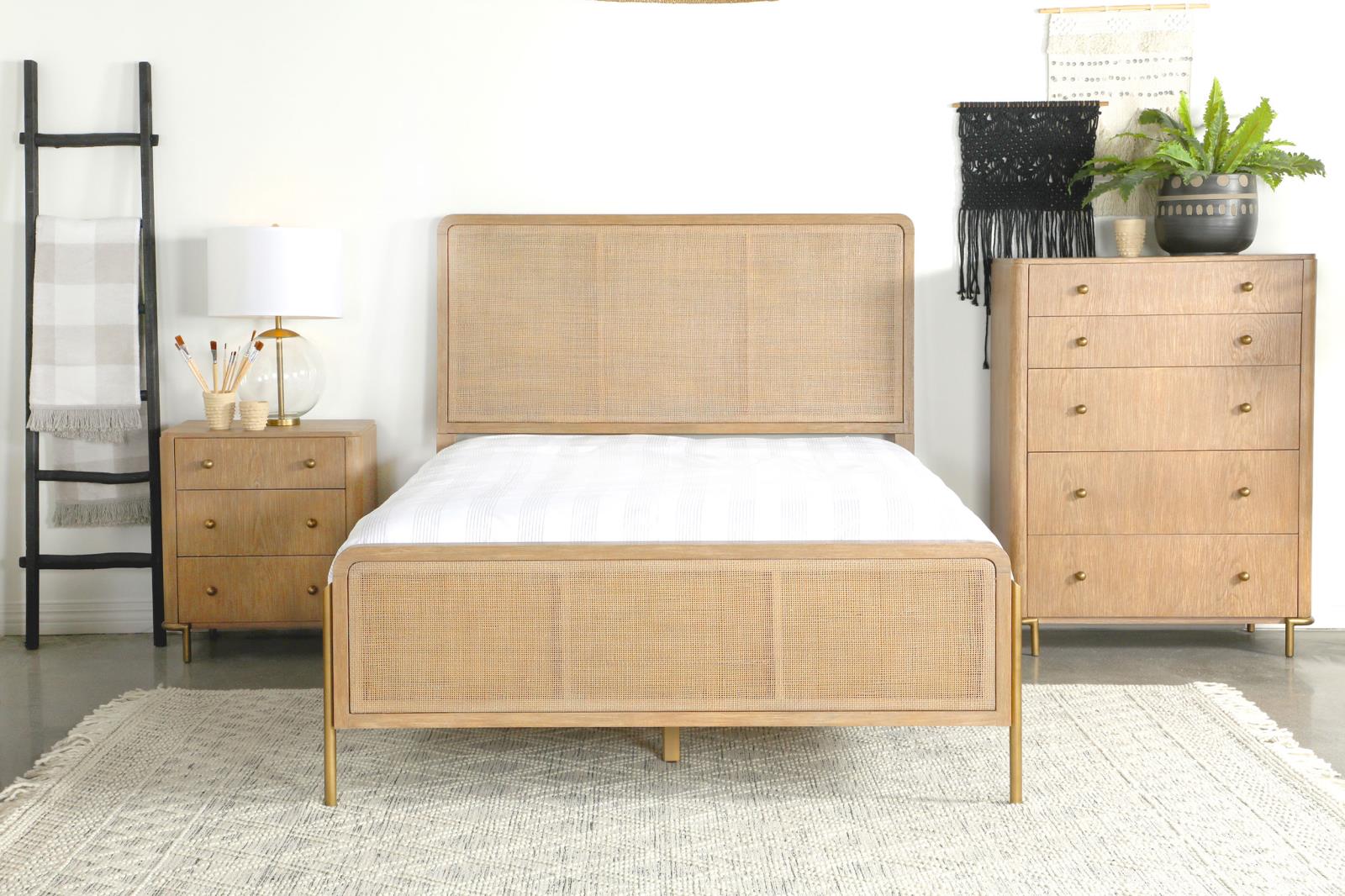 Arini Cane/Wood Panel Bed