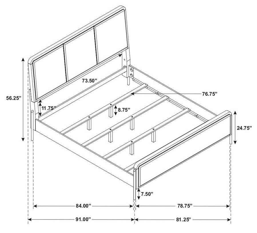 Arini Fabric/Wood Panel Bed