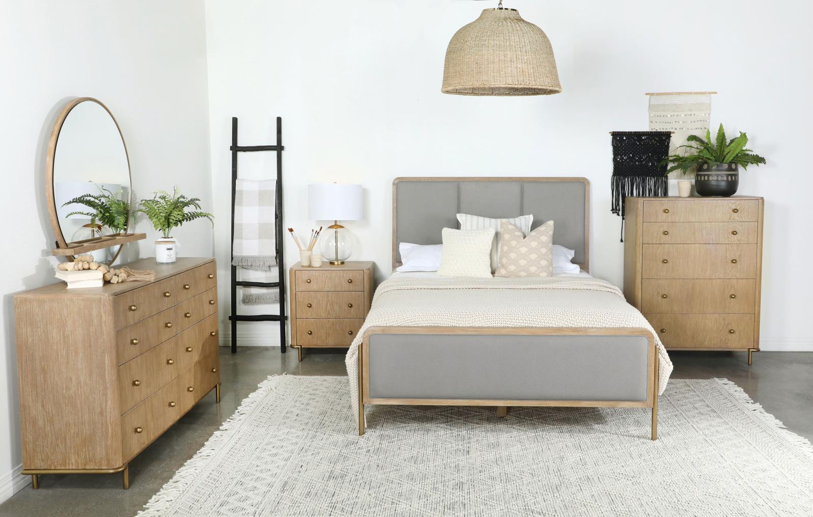Arini Fabric/Wood Panel Bed, Eastern King Size