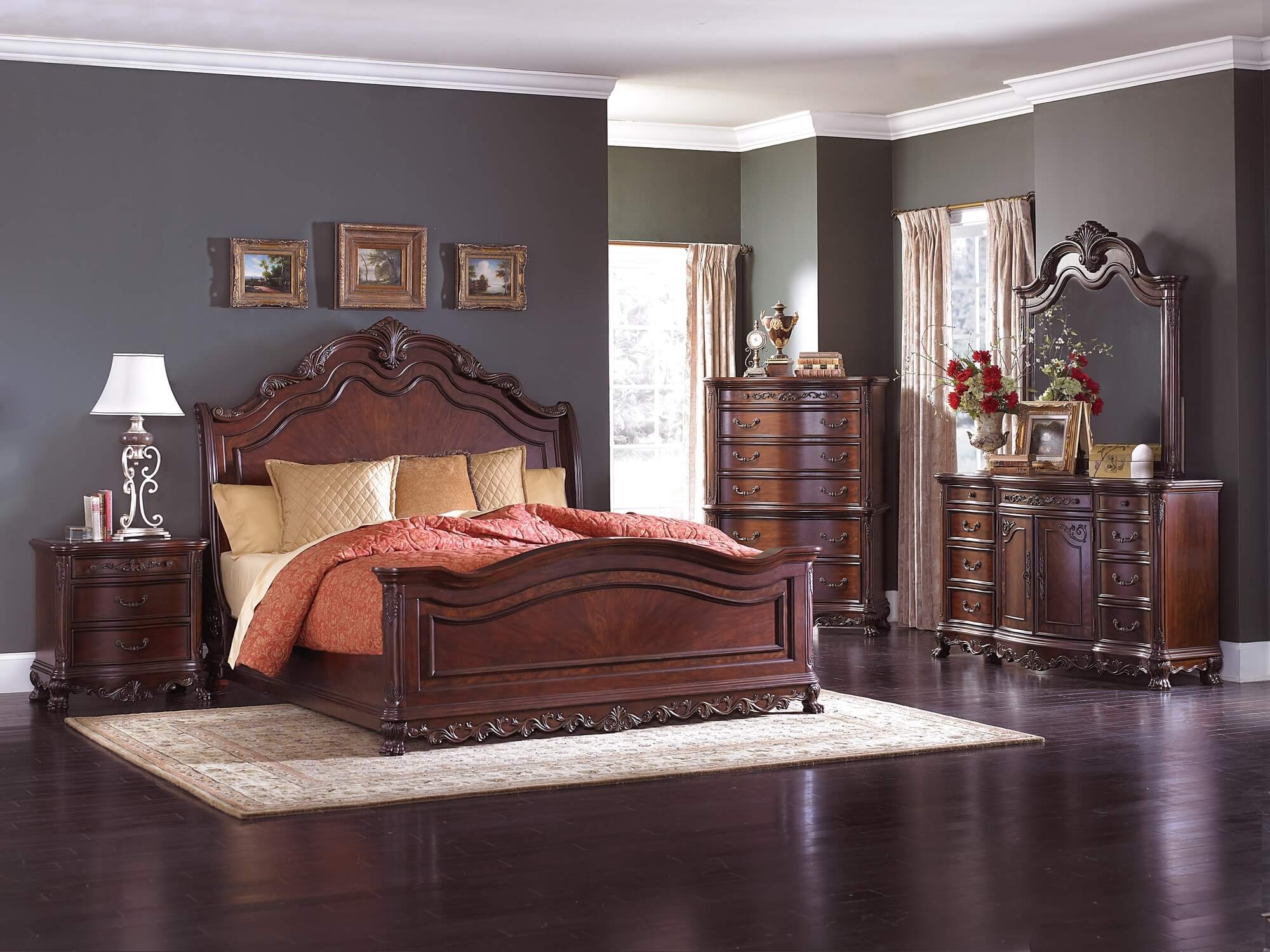 Deryn Park Wood/Wood Veneer Sleigh Bed