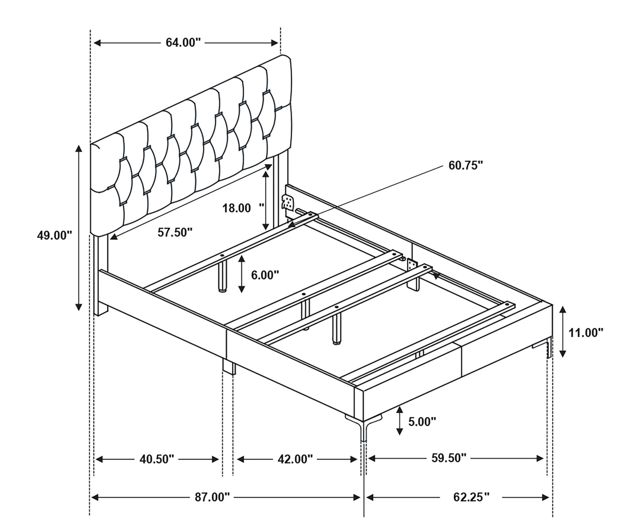 Kendall Leatherette Tufted Panel Bed, Queen Size