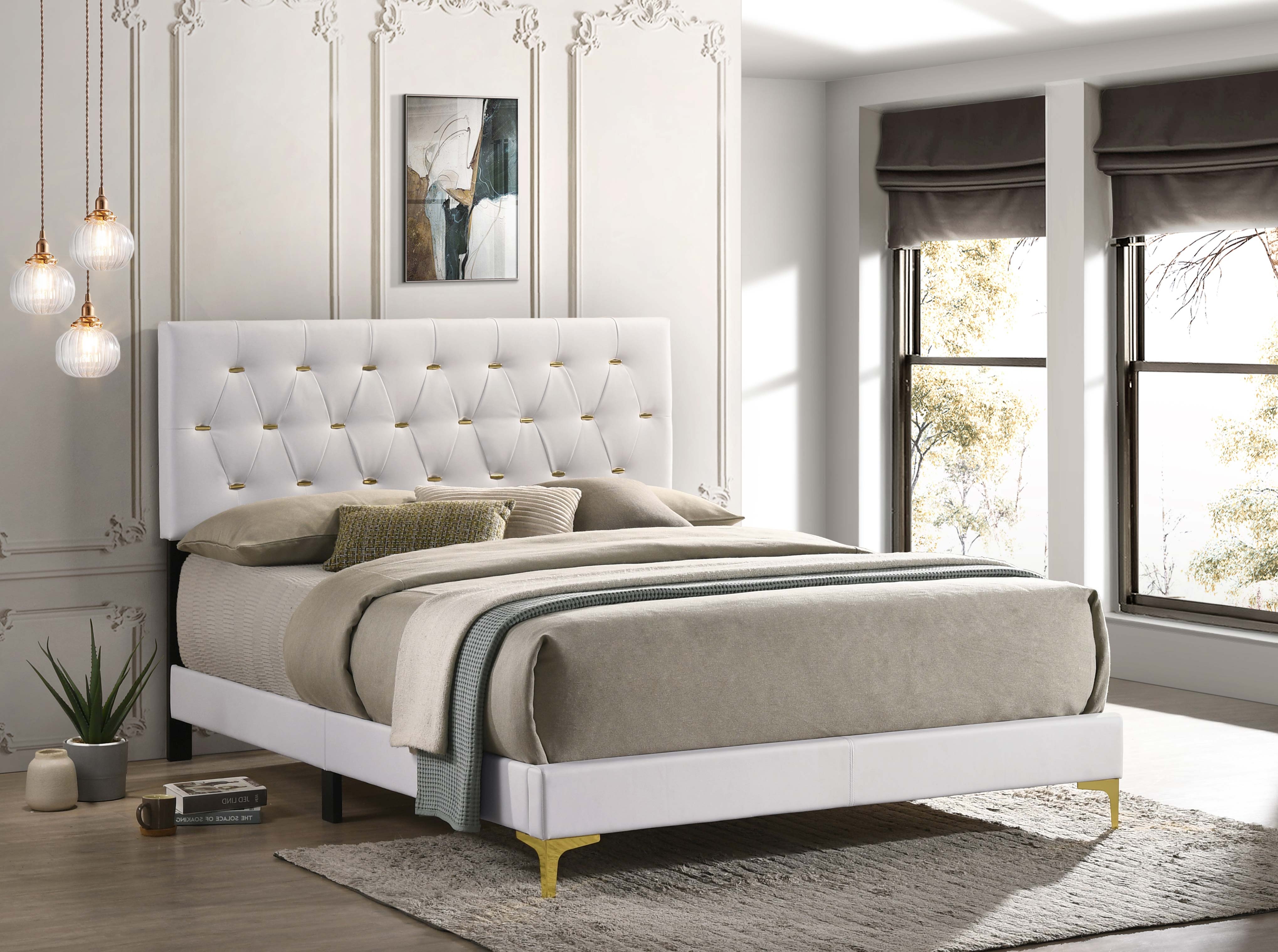 Kendall Leatherette Tufted Panel Bed, Queen Size